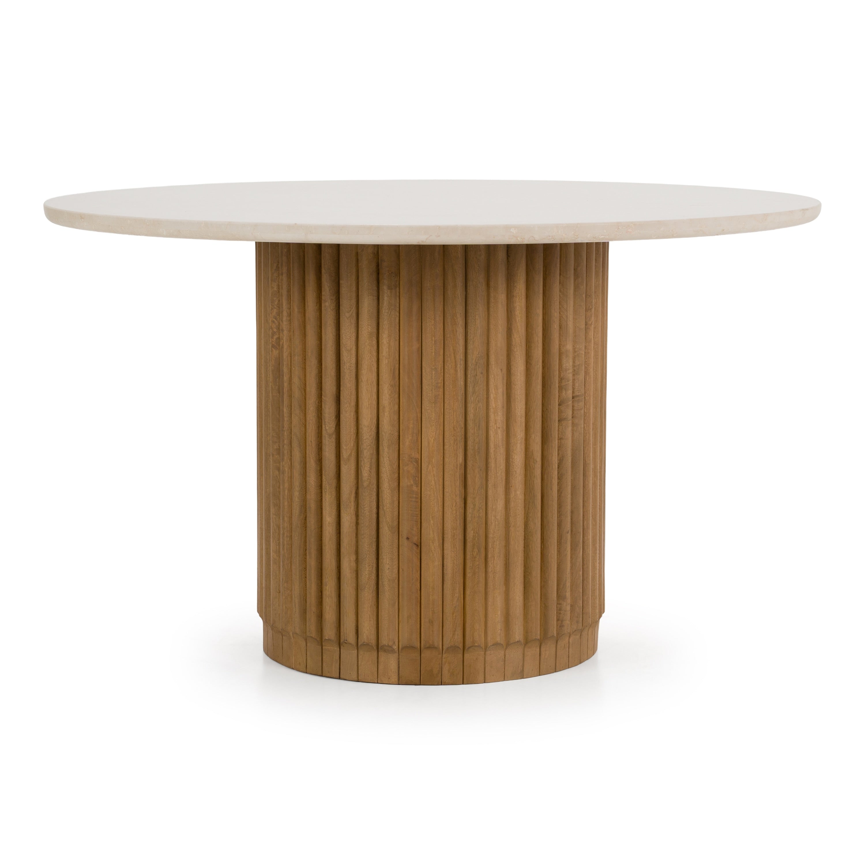 Bambi Modern Botticino Marble Mango Round Dining Table