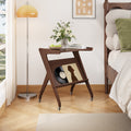 Bamboo Side Table With Wheels Stable Easy To Move