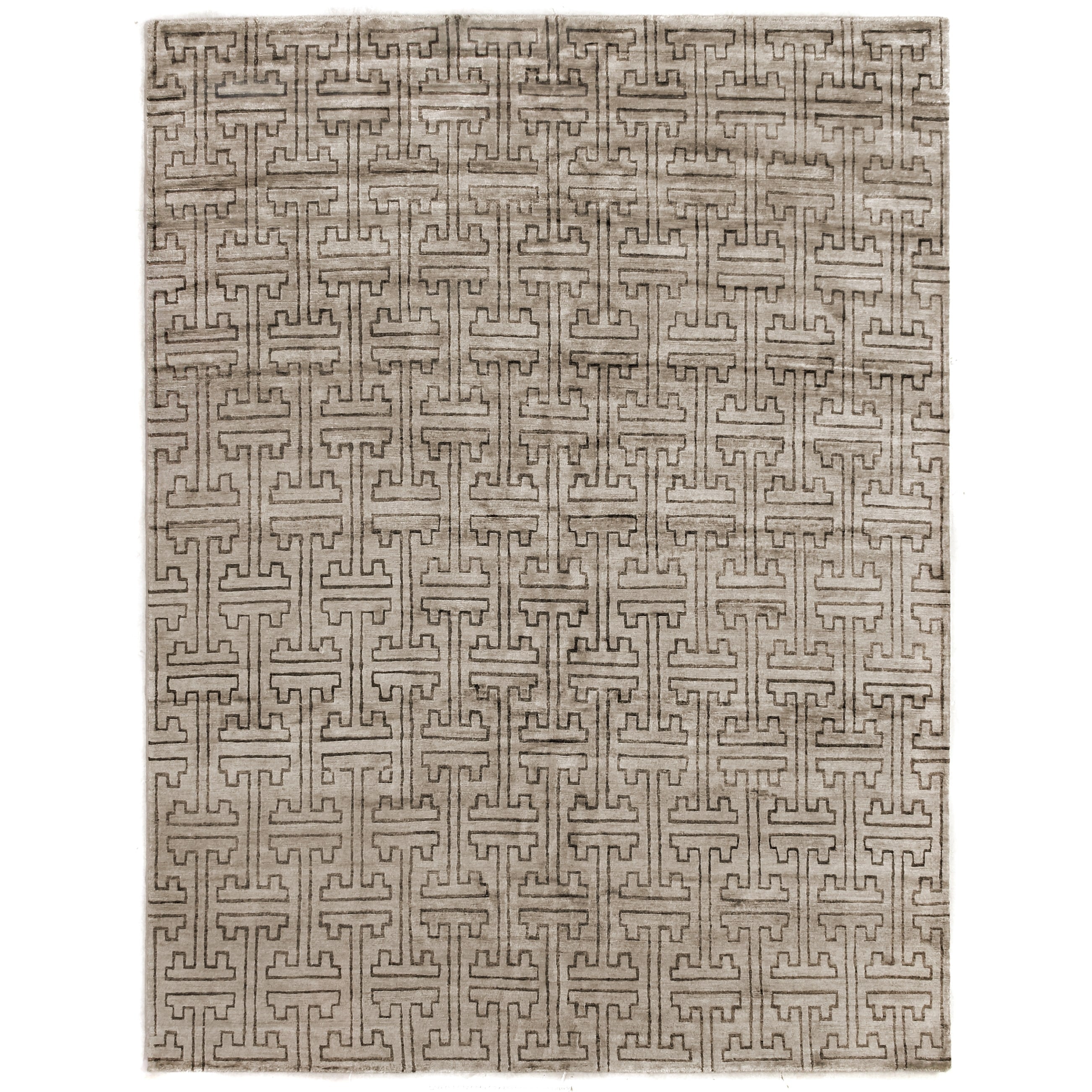 Bamboo Silk Hand Knotted Bamboo Silk Brown Gray Area Rug 11 X 206
