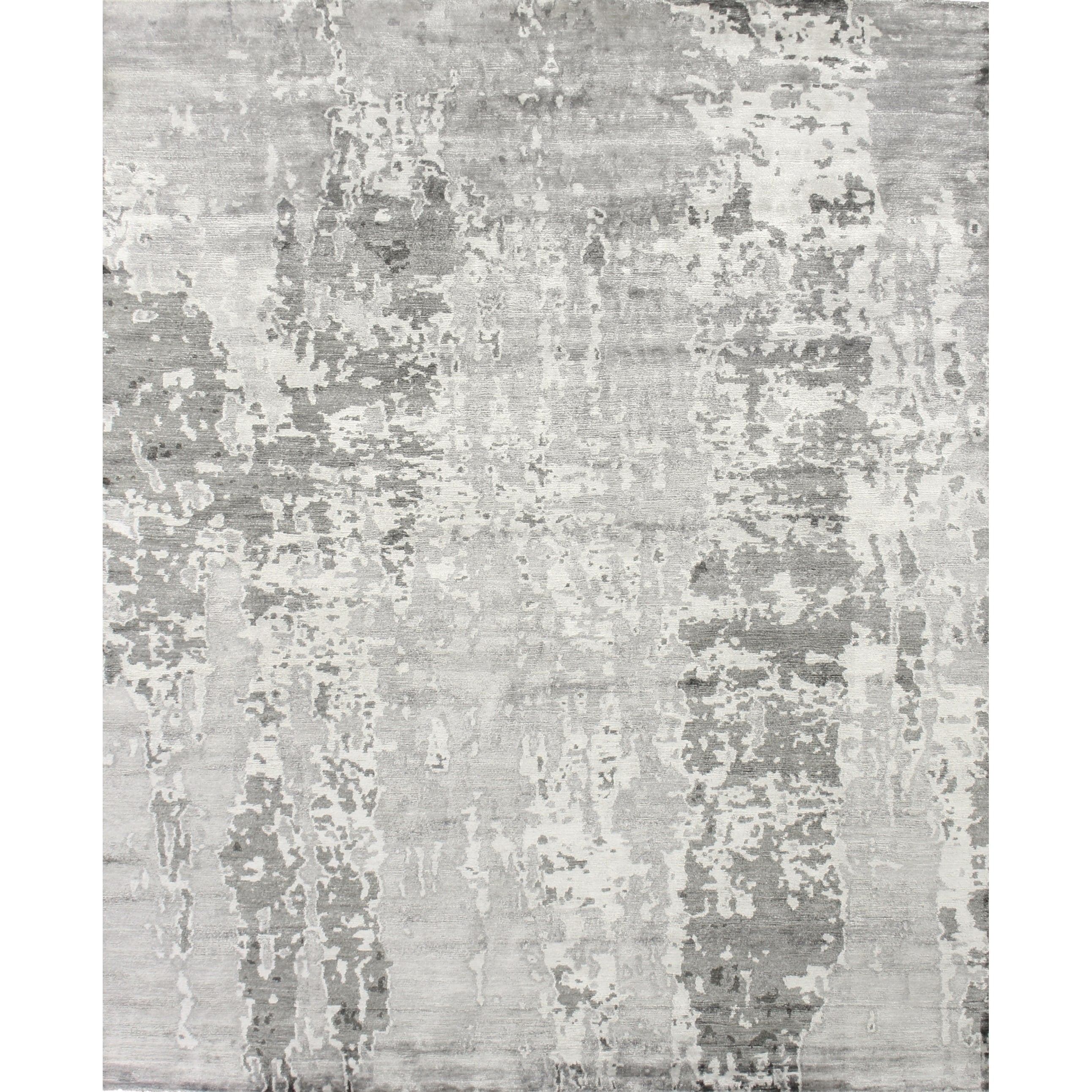 Bamboo Silk Hand Knotted Bamboo Silk Gray Silver Area Rug 3 X 14