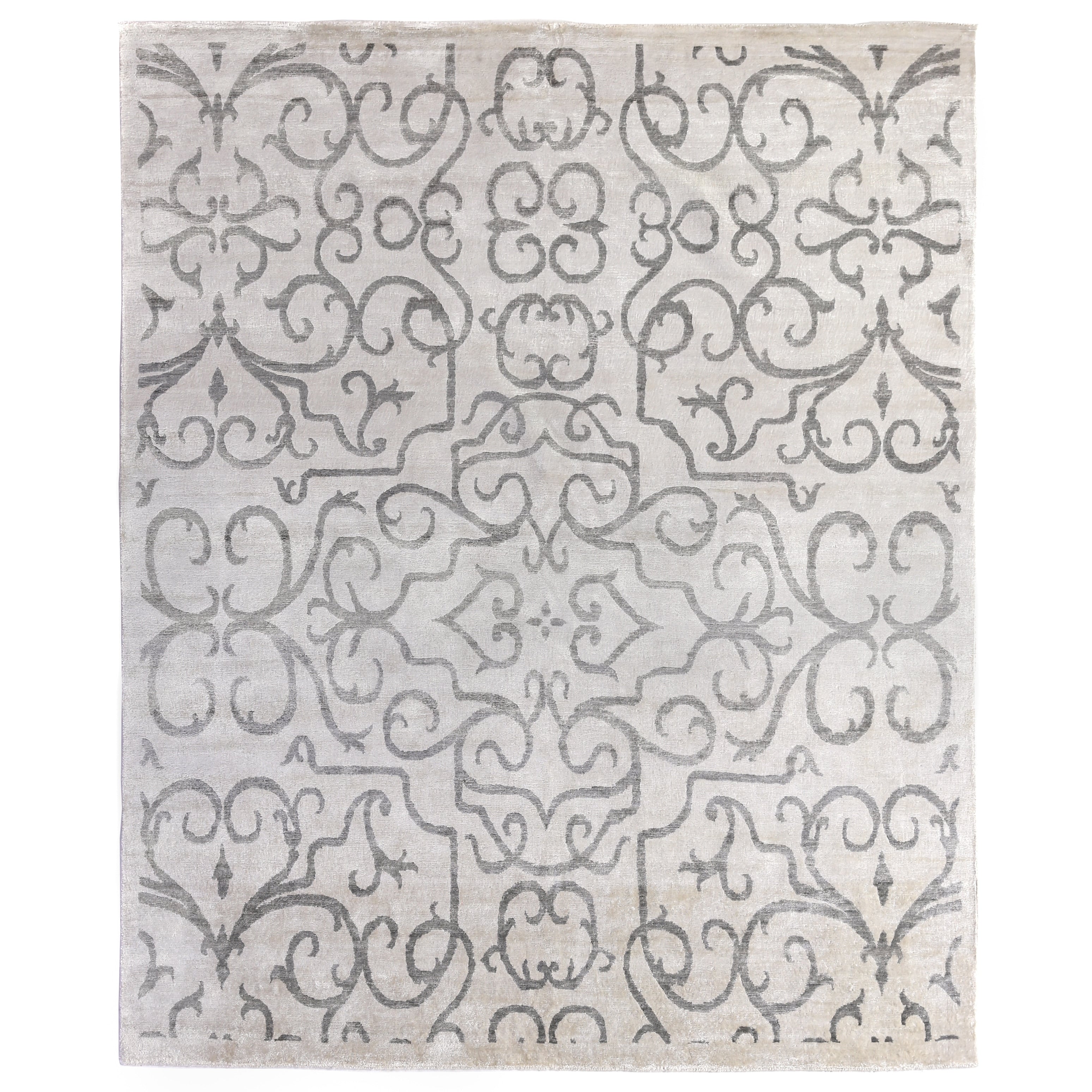 Bamboo Silk Hand Knotted Bamboo Silk Ivory Area Rug