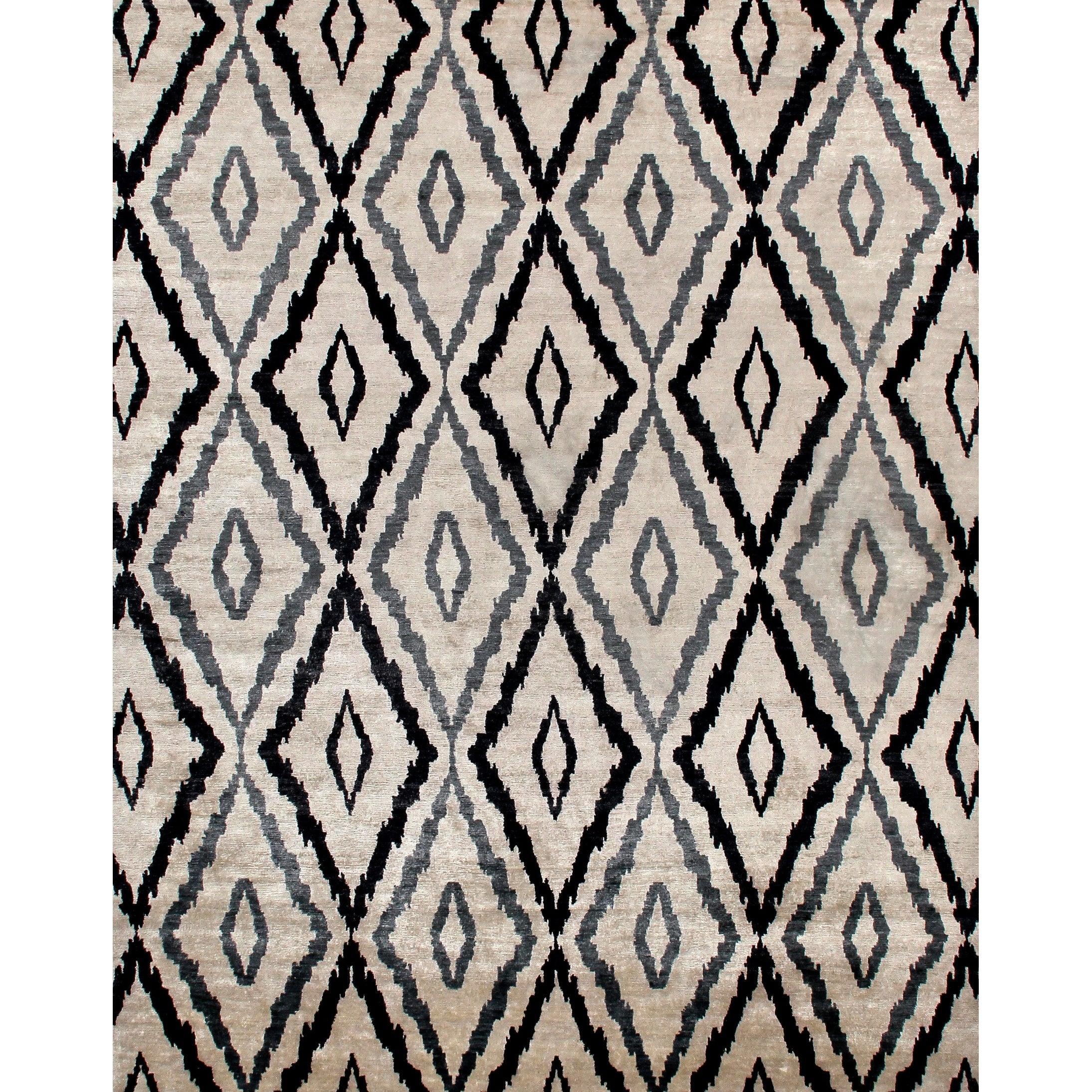 Bamboo Silk Hand Knotted Bamboo Silk Ivory Blue Area Rug 8 X 10