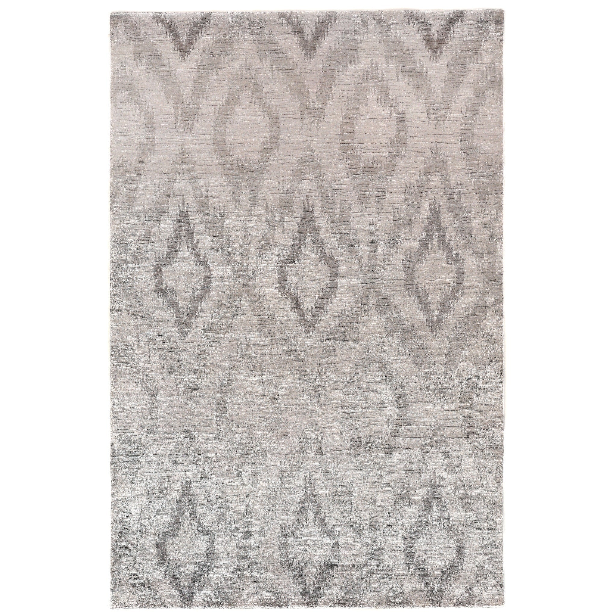 Bamboo Silk Hand Knotted Bamboo Silk Light Silver Gray Area Rug 8 X 10