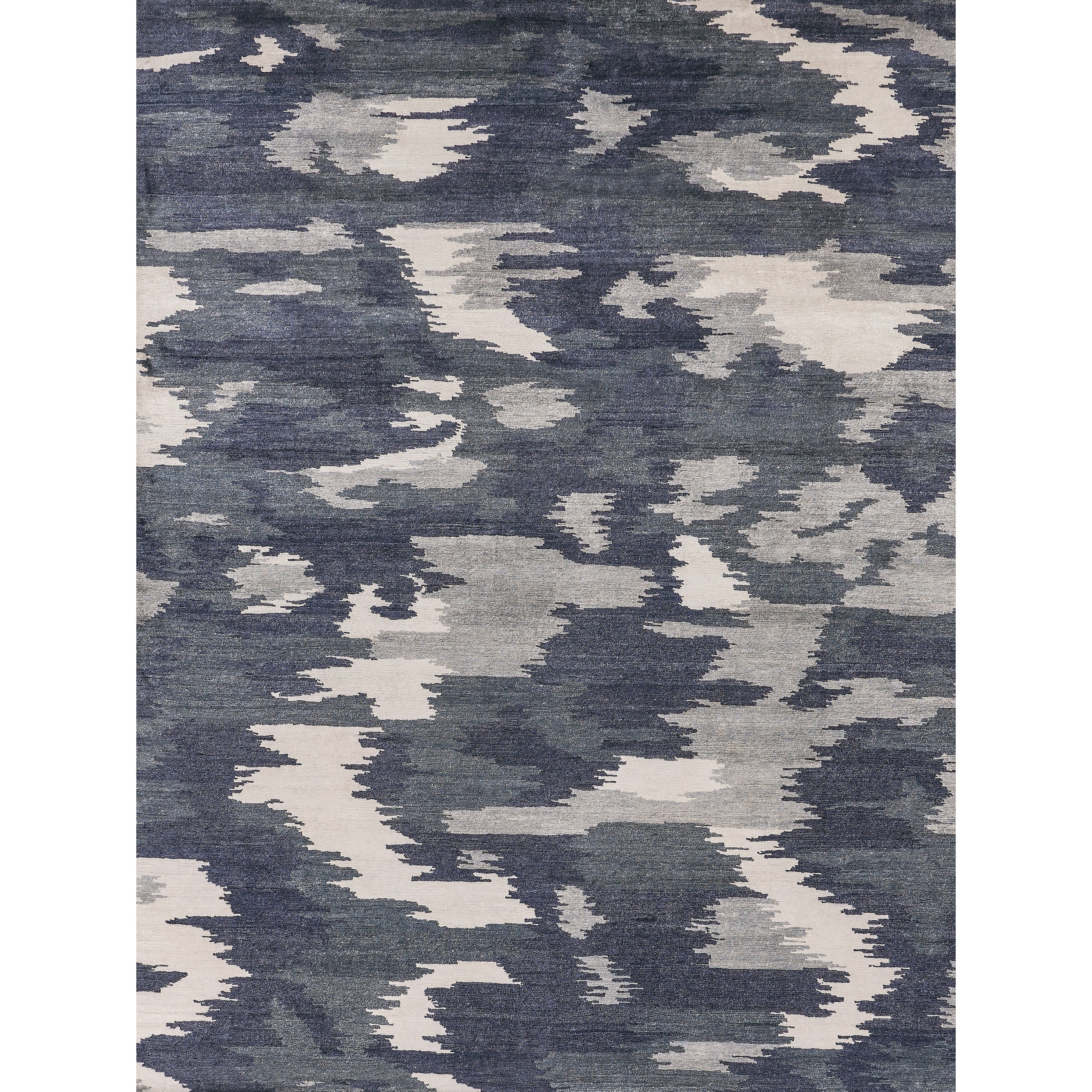 Bamboo Silk Hand Knotted Bamboo Silk Navy Blue Area Rug
