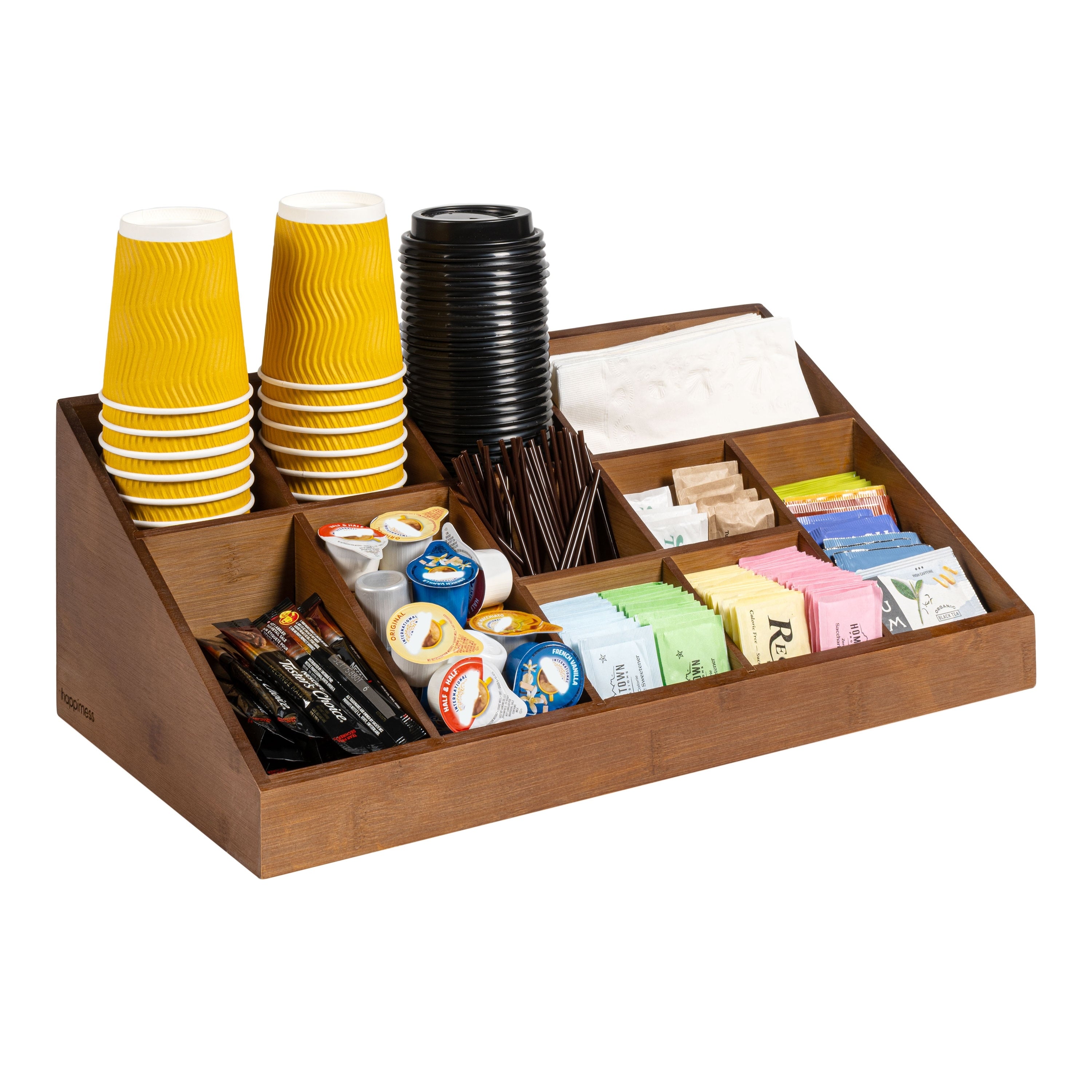 Bambury 18 In. W X 9.5 In. D X 6.5 In. H Minimalist Handcrafted Bamboo Cup And Condiment Station