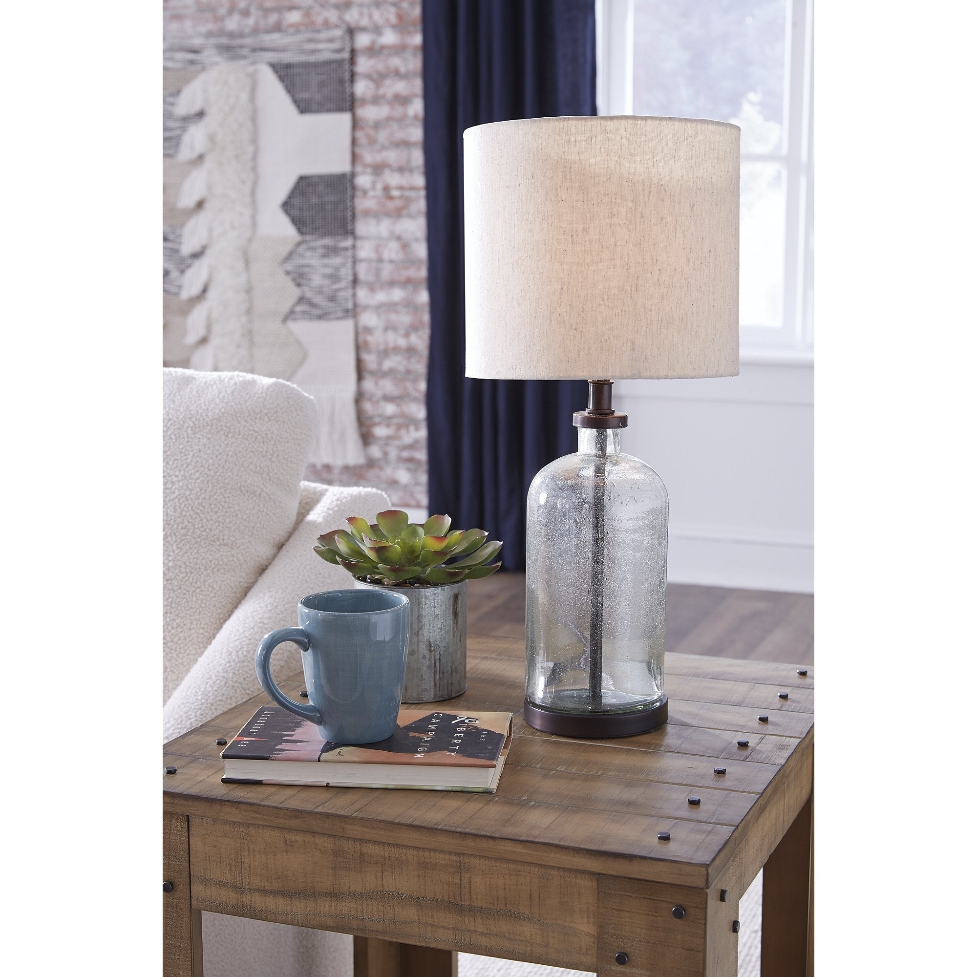 Bandile Modern Farmhouse Glass Table Lamp 10 W X 10 D X 22 H