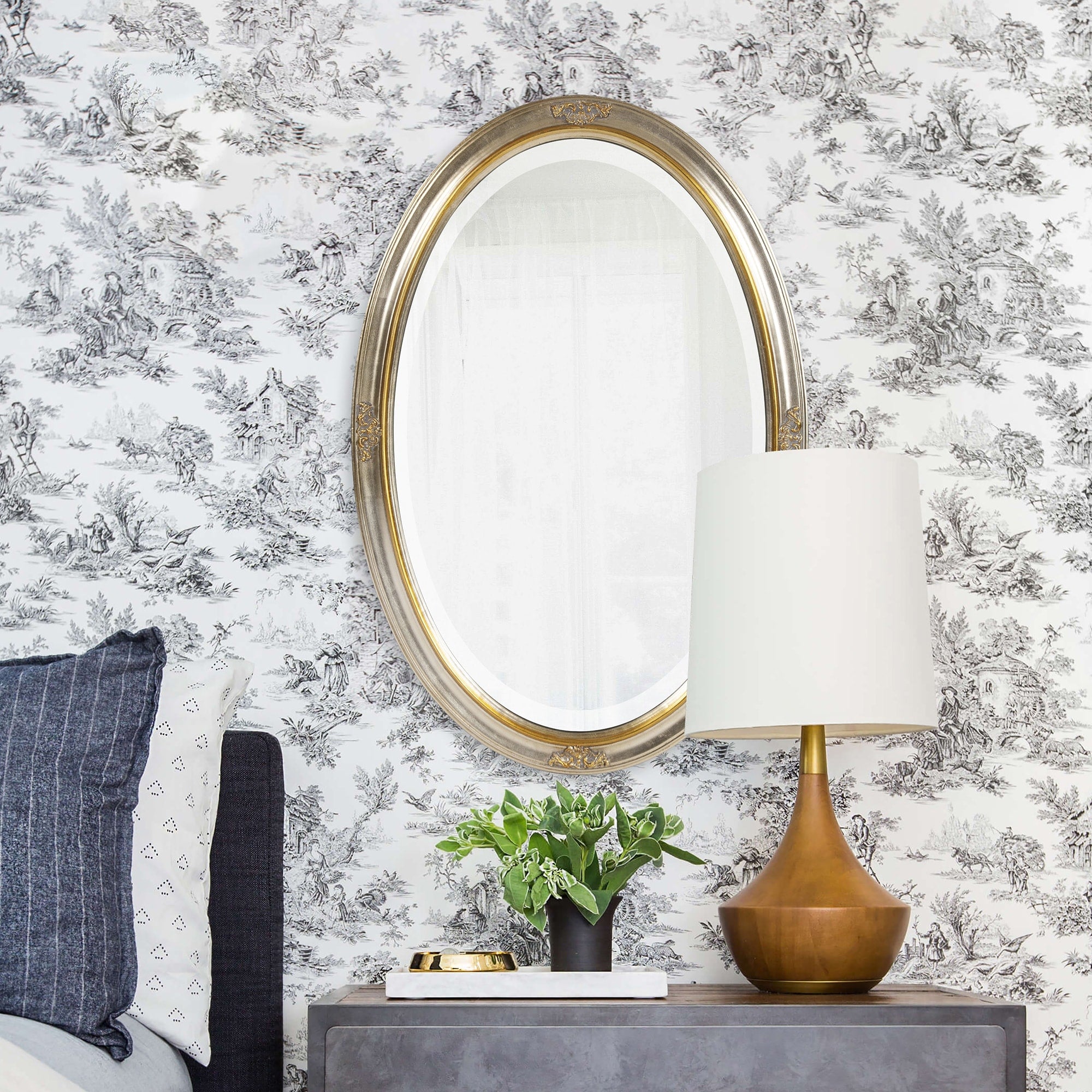 Banks Silver Leaf And Gold Rim Mirror Silver Gold