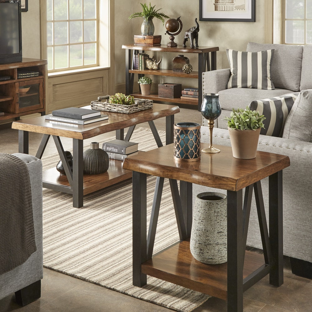 Banyan Live Edge Wood And Metal Accent Tables By Inspire Q Artisan