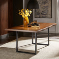 Banyan Live Edge Wood And Metal Sled Base Dining Table By Inspire Q Artisan Brown
