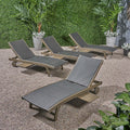 Banzai Outdoor Wicker And Wood Chaise Lounge With Pull Out Tray Set Of 4 By Christopher Knight Home