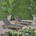 Banzai Outdoor Wicker And Wood Chaise Lounge With Pull Out Tray Set Of 2 By Christopher Knight Home