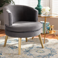 Baptiste Grey Velvet And Gold Finished Wood Accent Chair