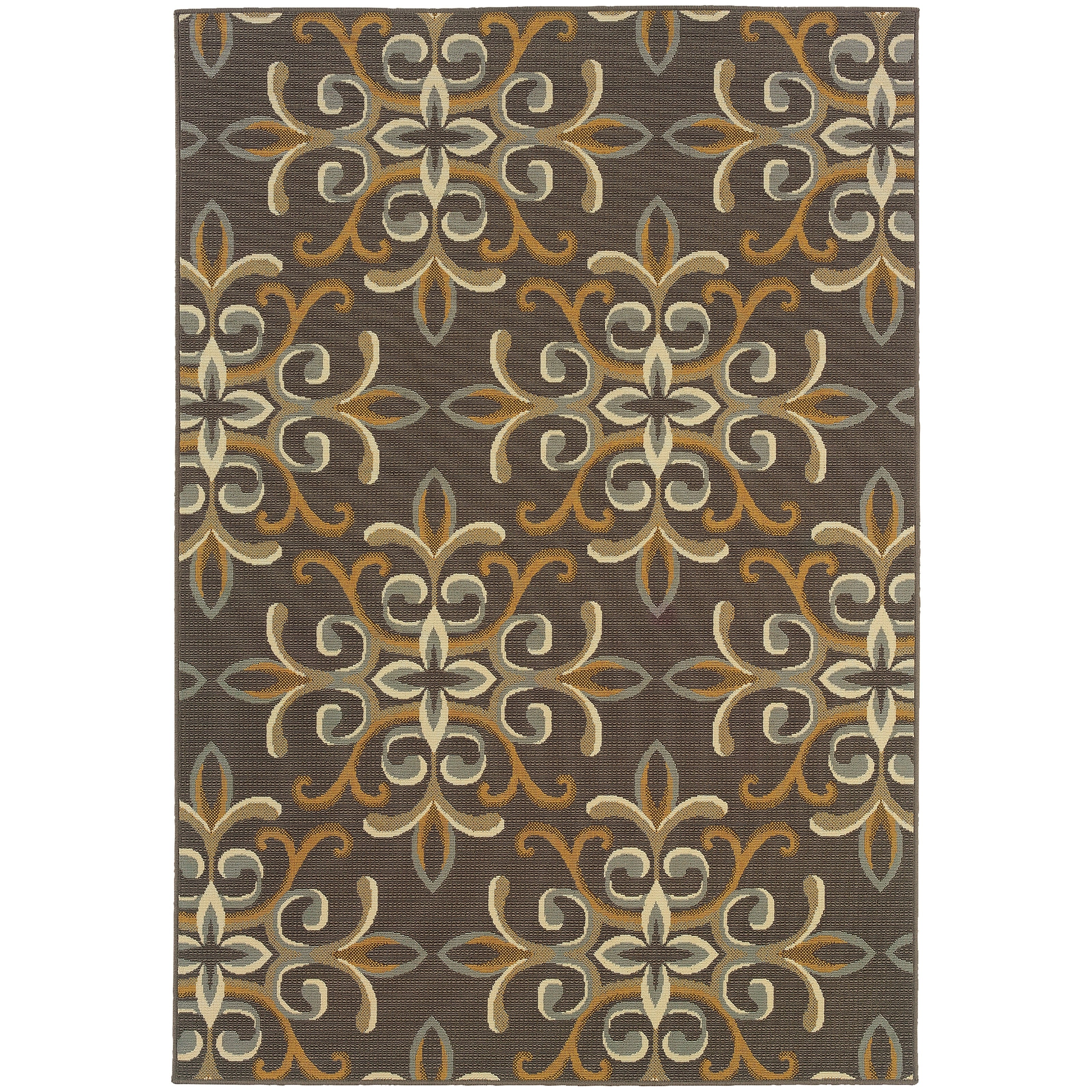 Stylehaven Floral Grey Gold Indoor Outdoor Area Rug