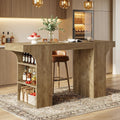 Bar Height Table With Storage Shelves 63 Inch Counter Height Pub Table