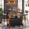 Bar Height Table With Storage Home Bar Unit For Liquor Mini Entertainment Carts Pub Table For Kitchen Balcony Basement