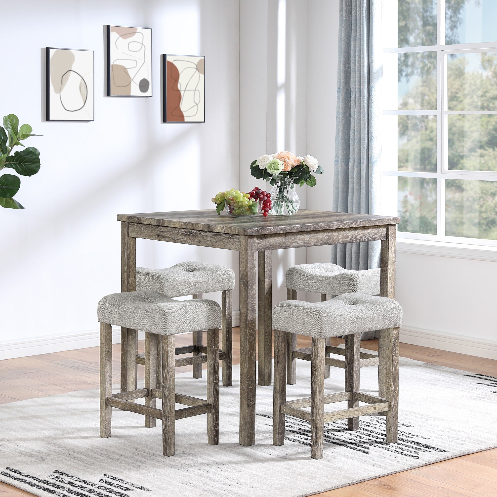 Bar Table And Chairs Set 5 Piece Dining Table Set Industrial Breakfast Table Set For Living Room Dining Room Game Room
