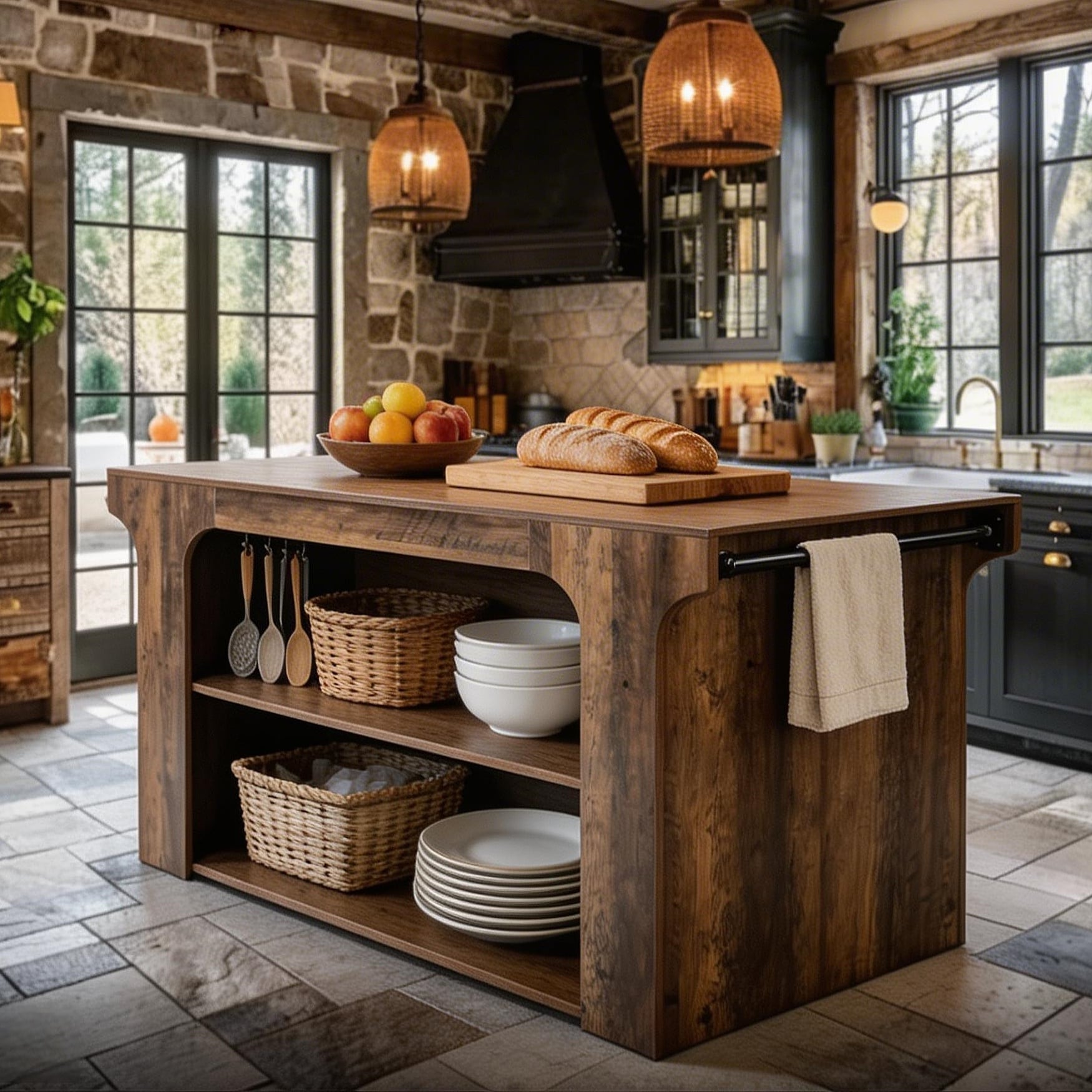 Bar Table With Storage 55 Inch Long Island Bar Station