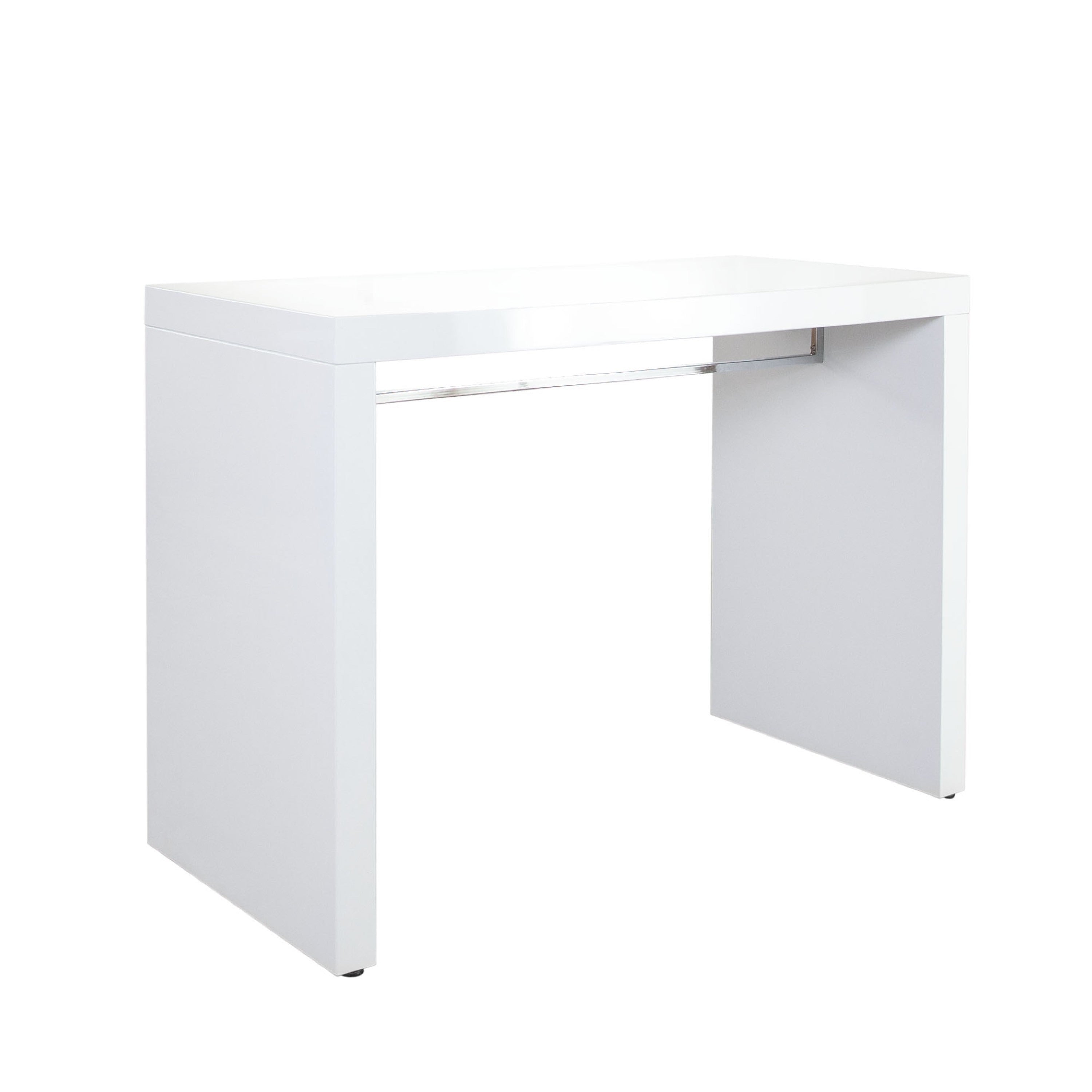 Bar Table 42 Inch Waterfall Edge Design High Gloss White Lacquer