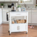 Porch Den Bigelow White Wood Granite Top Kitchen Cart