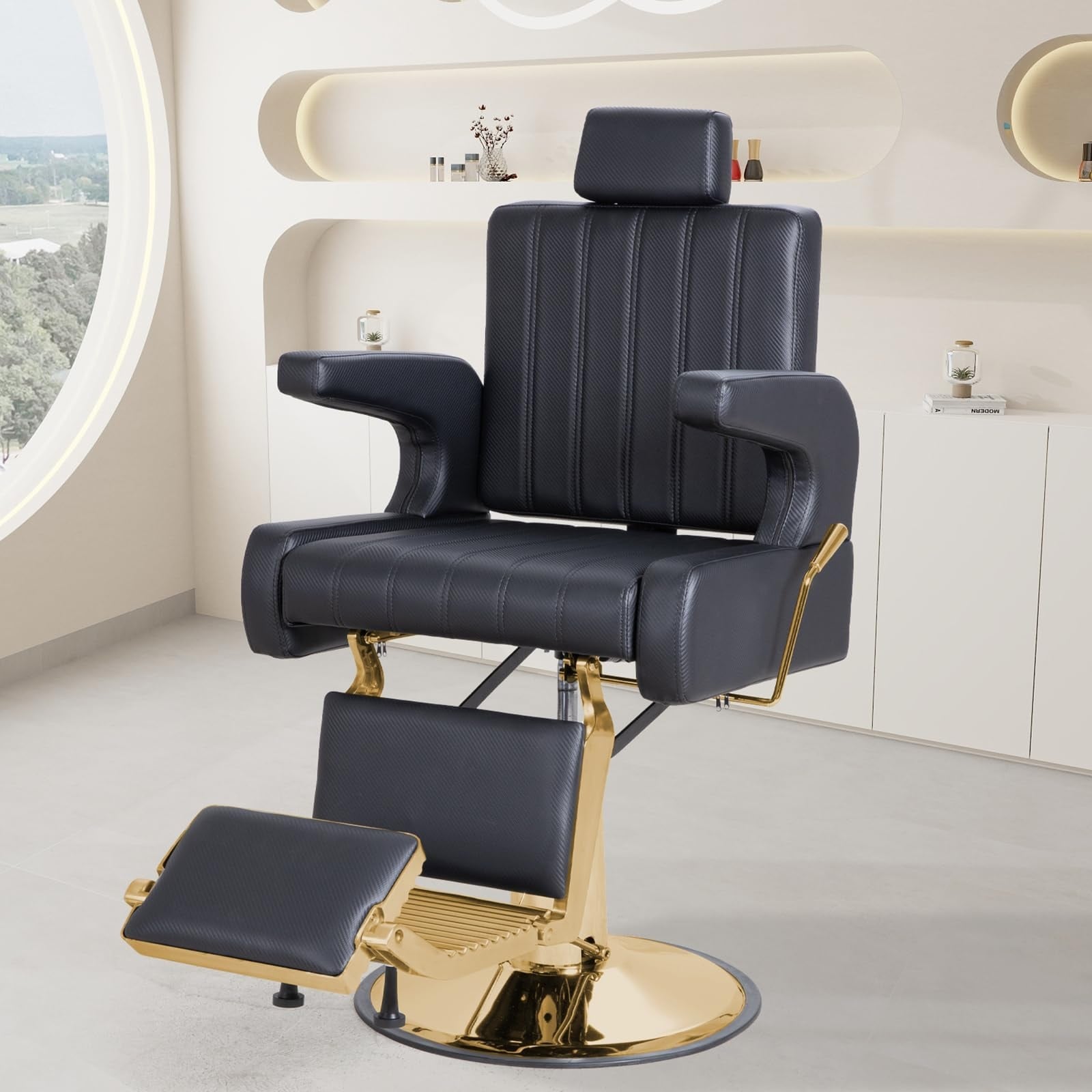 Barber Salon Hair Chairs For Barbershop Hydraulic Barber Chair 360 Adjustable Pu Leather Beauty Salon Chair For Barbershop Spa
