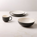 Barchan Black and Warm White Stoneware Dinner Plate by Kravitz Design