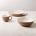 Barchan Brown and Warm White Stoneware Salad Plate by Kravitz Design