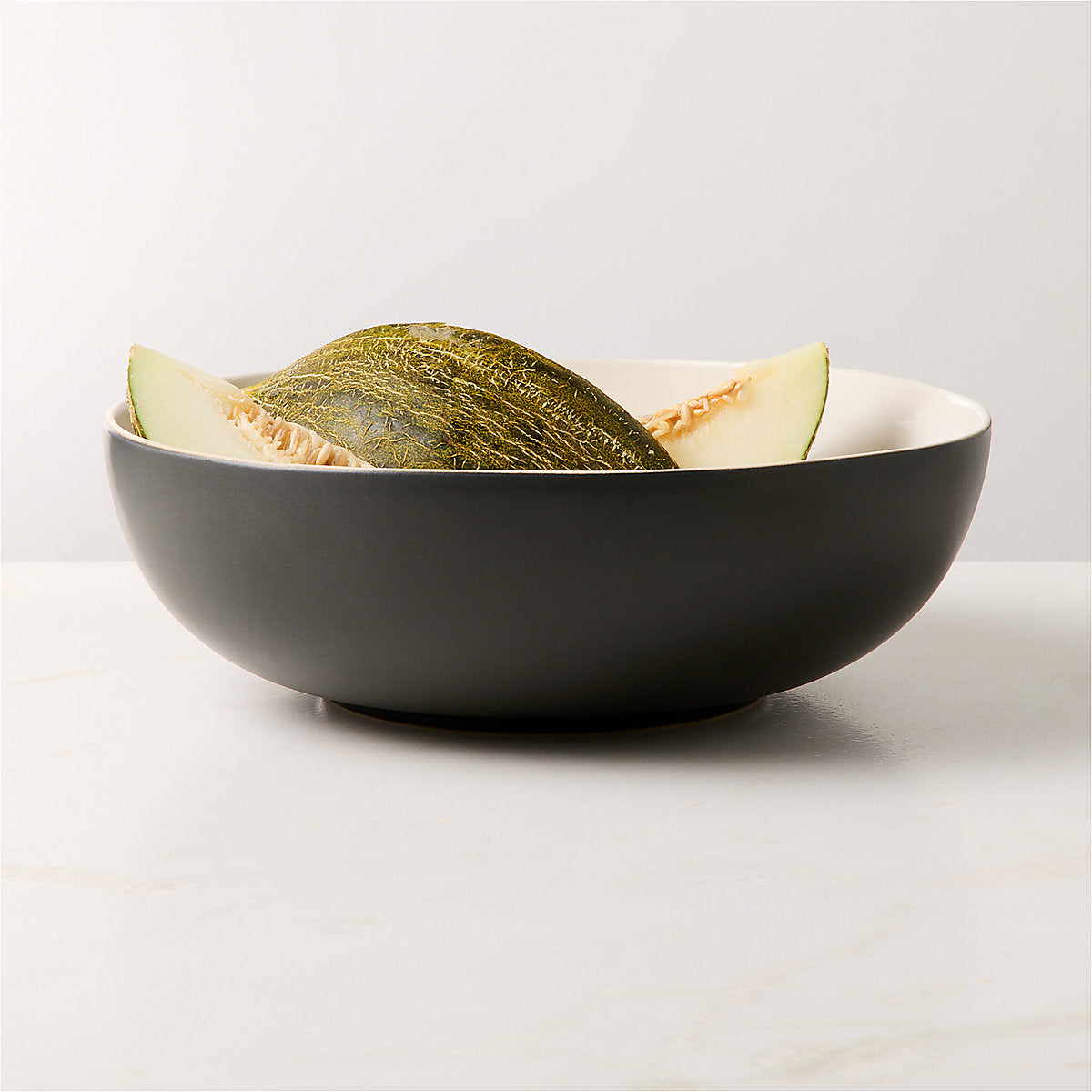 Barchan Oval Black and Warm White Stoneware Serving Platter by Kravitz Design