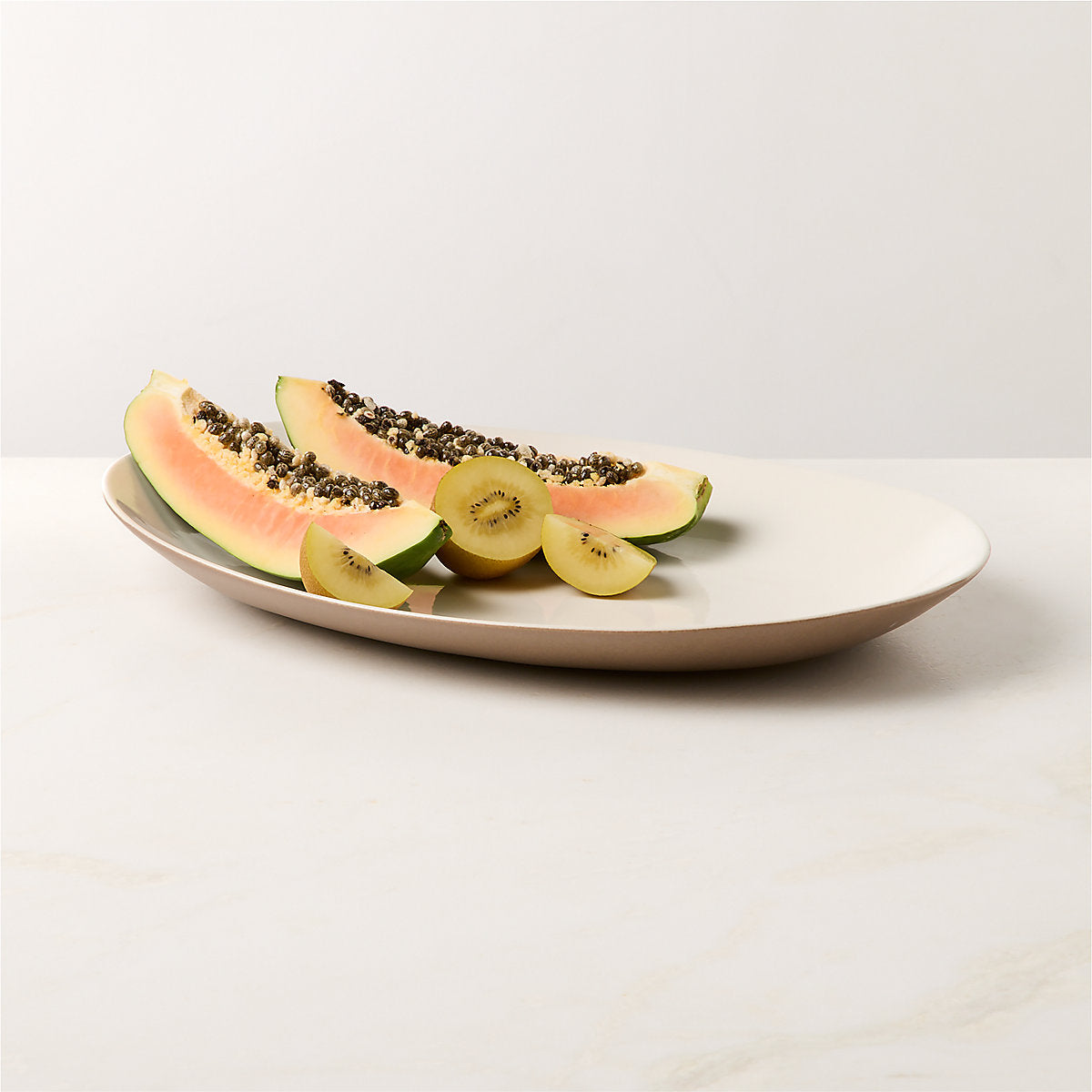 Barchan Brown and Warm White Stoneware Serving Bowl by Kravitz Design