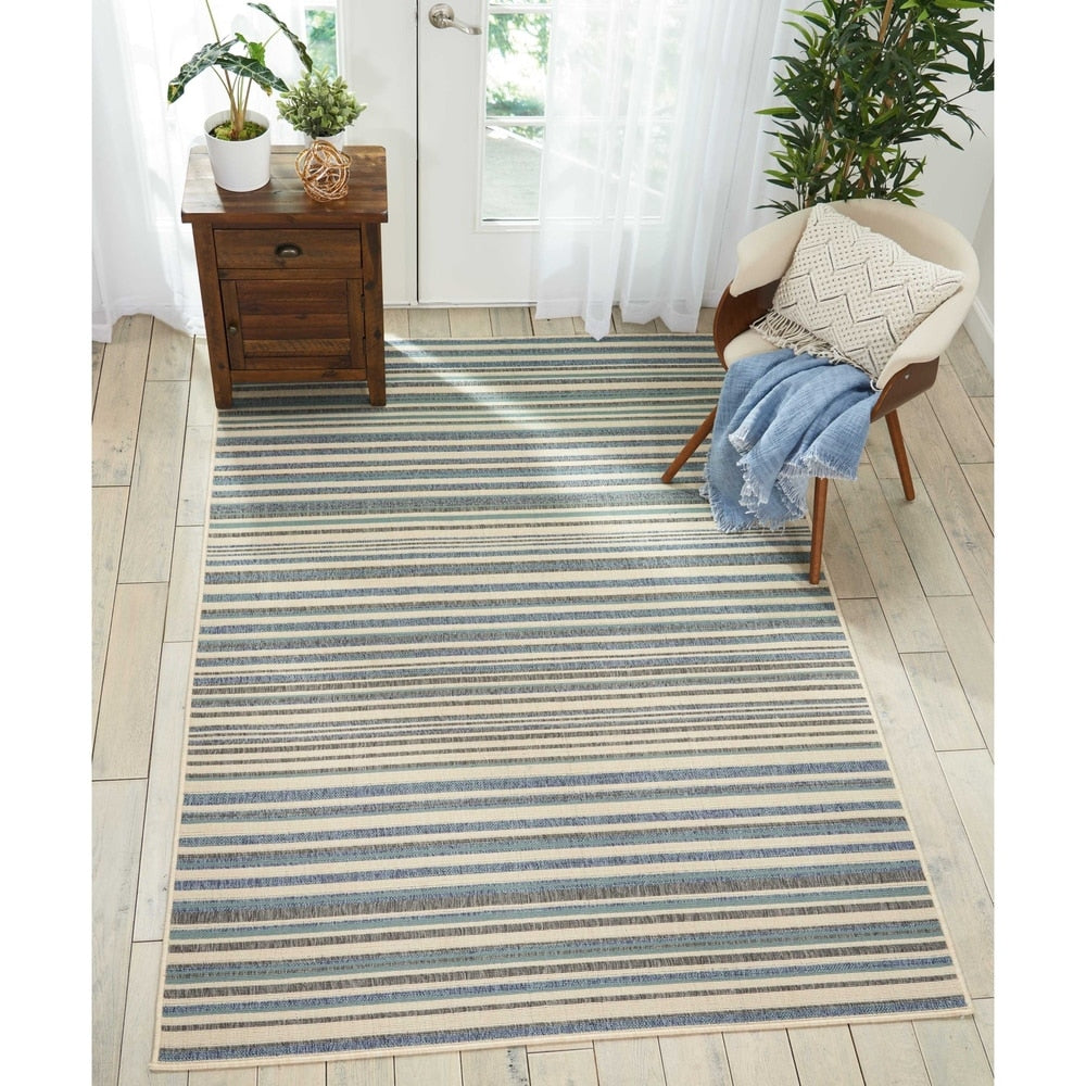Barclay Butera Striped Blue Cream Area Rug By Nourison 311 X 511