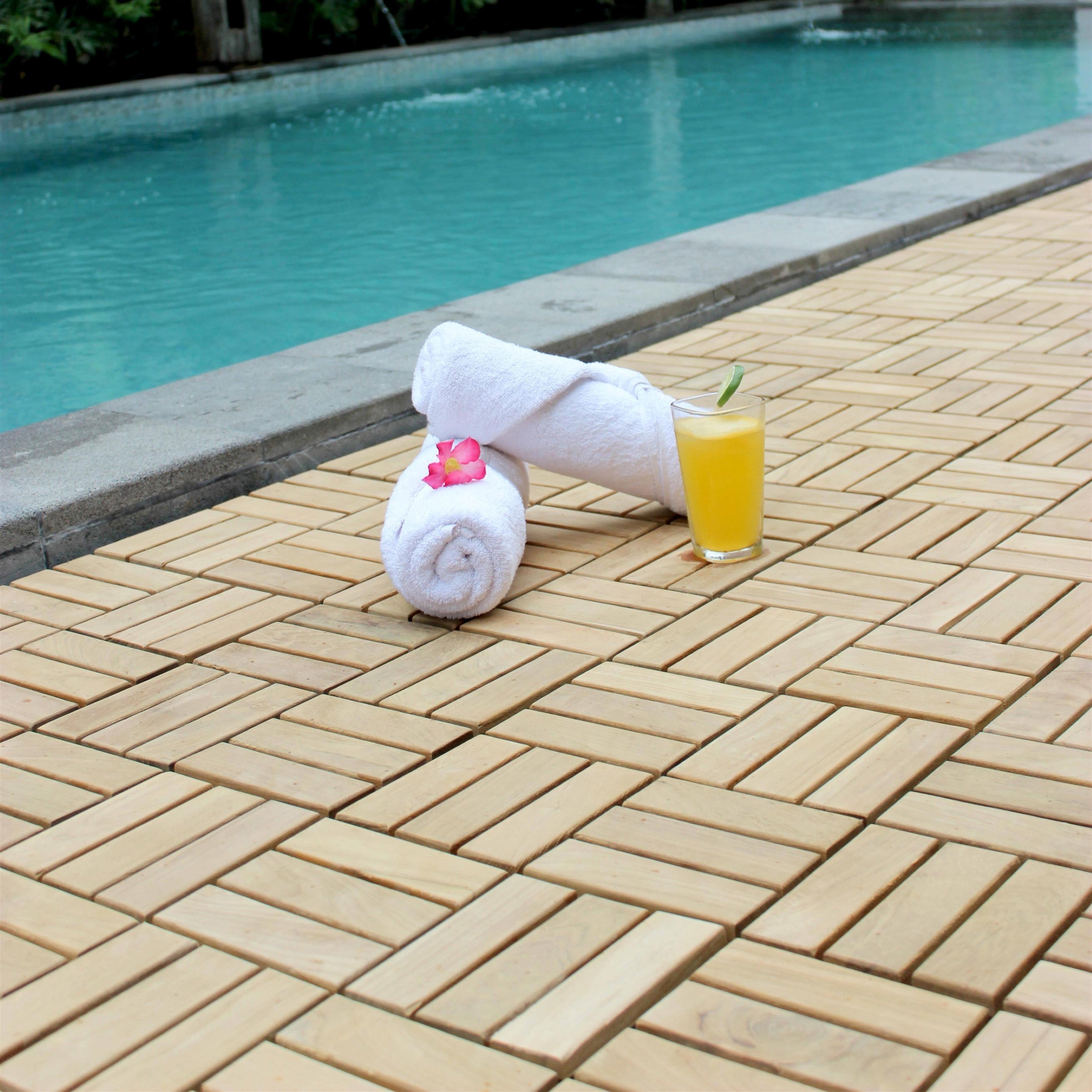 Bare Decor Ez Floor Interlocking Flooring Tiles In Solid Teak Wood