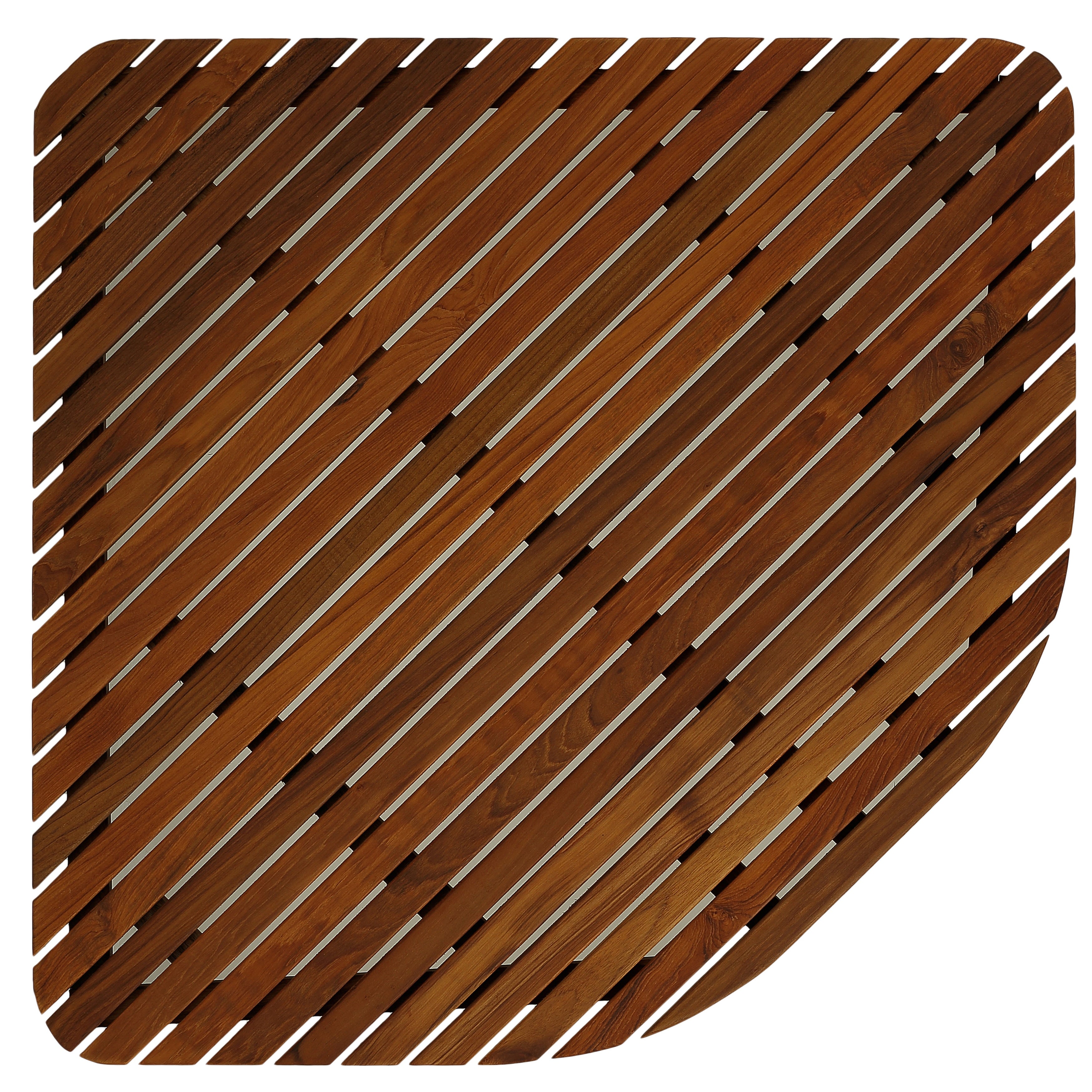 Bare Decor Erika Corner Shower Spa Mat In Solid Teak Wood And Oiled Finish X Large 30X 30