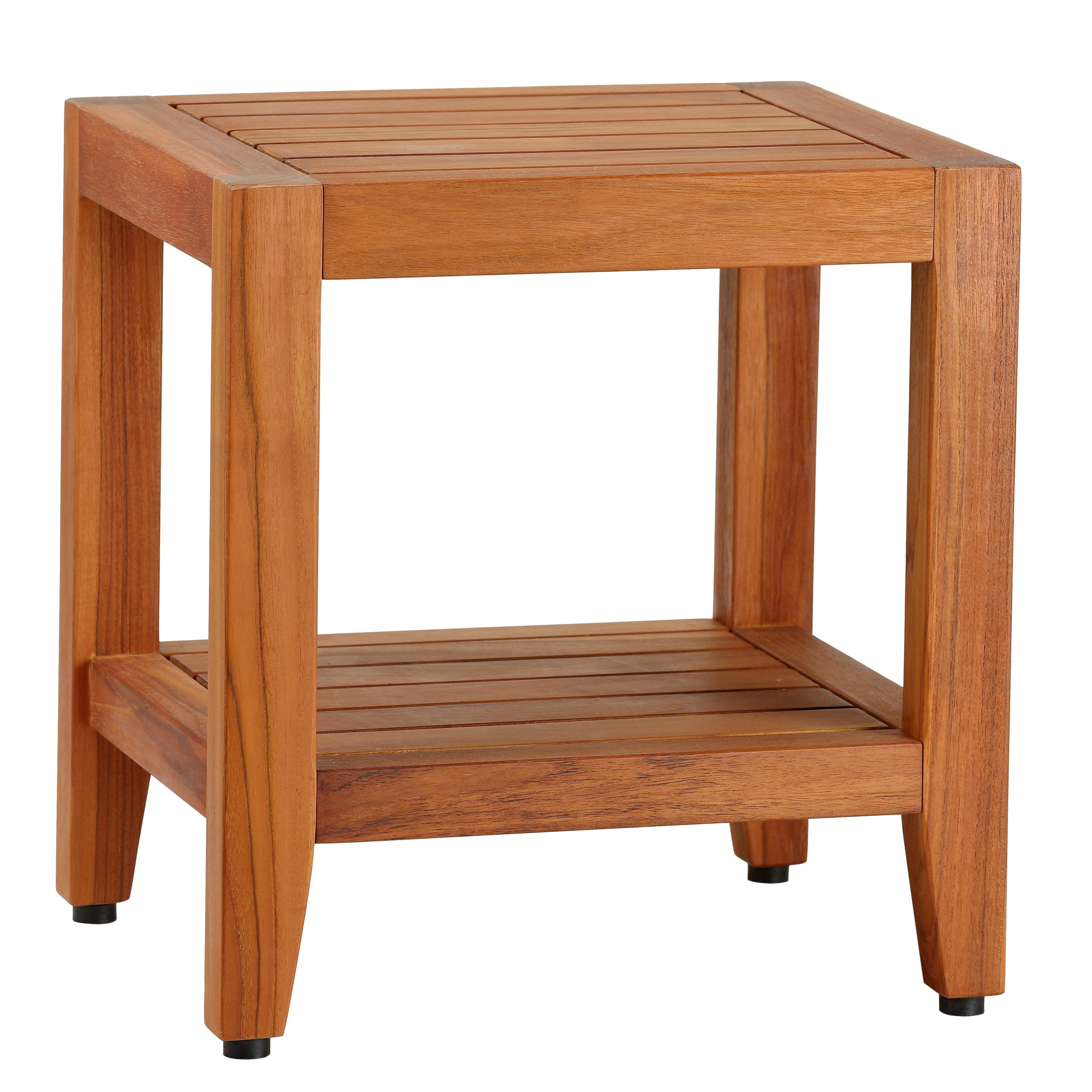 Bare Decor Stillwater Spa Brown Teak 19 Inch Bench With Shelf