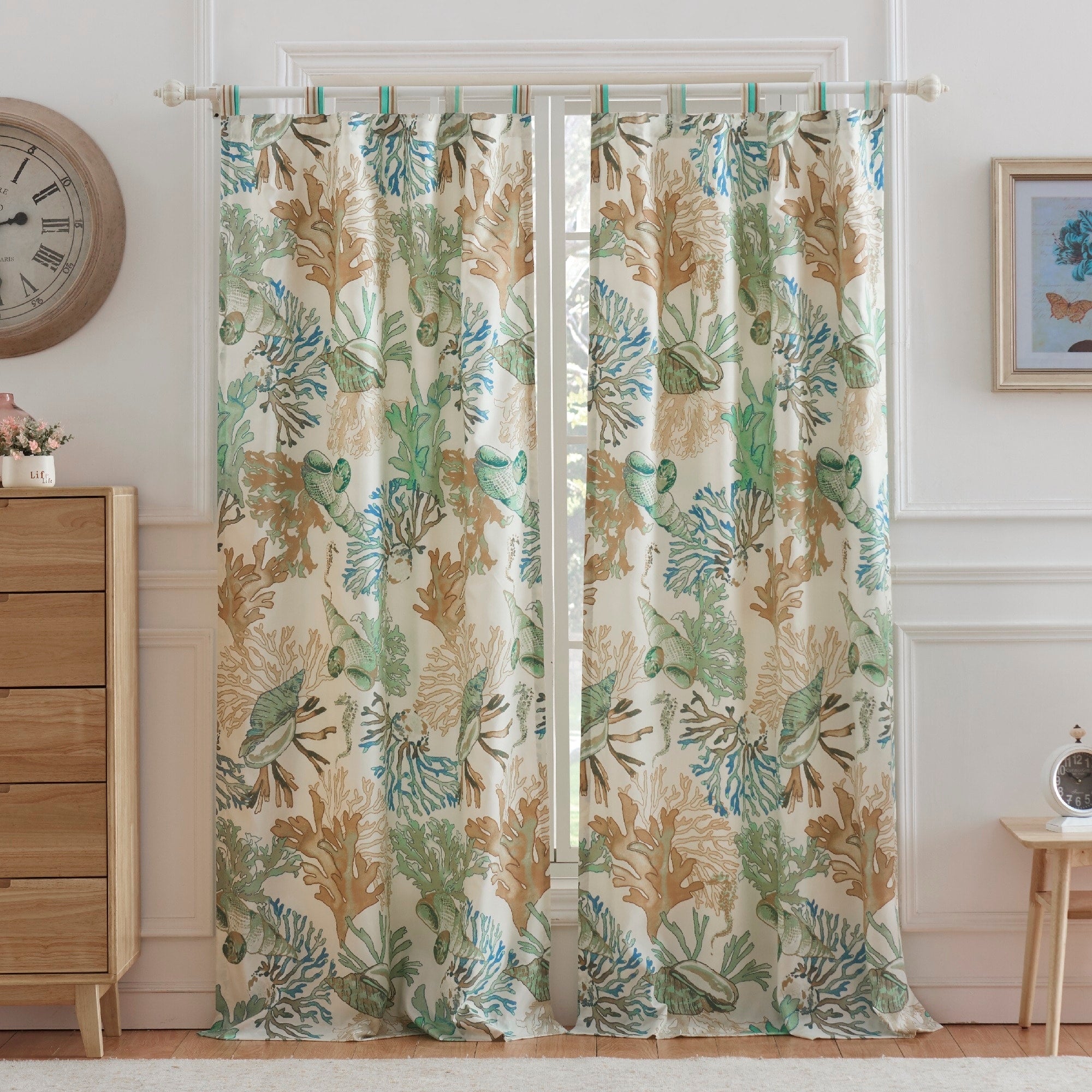 Barefoot Bungalow Atlantis Curtain Panel Pair Set Of Two Panels Jade 42 W X 84 L