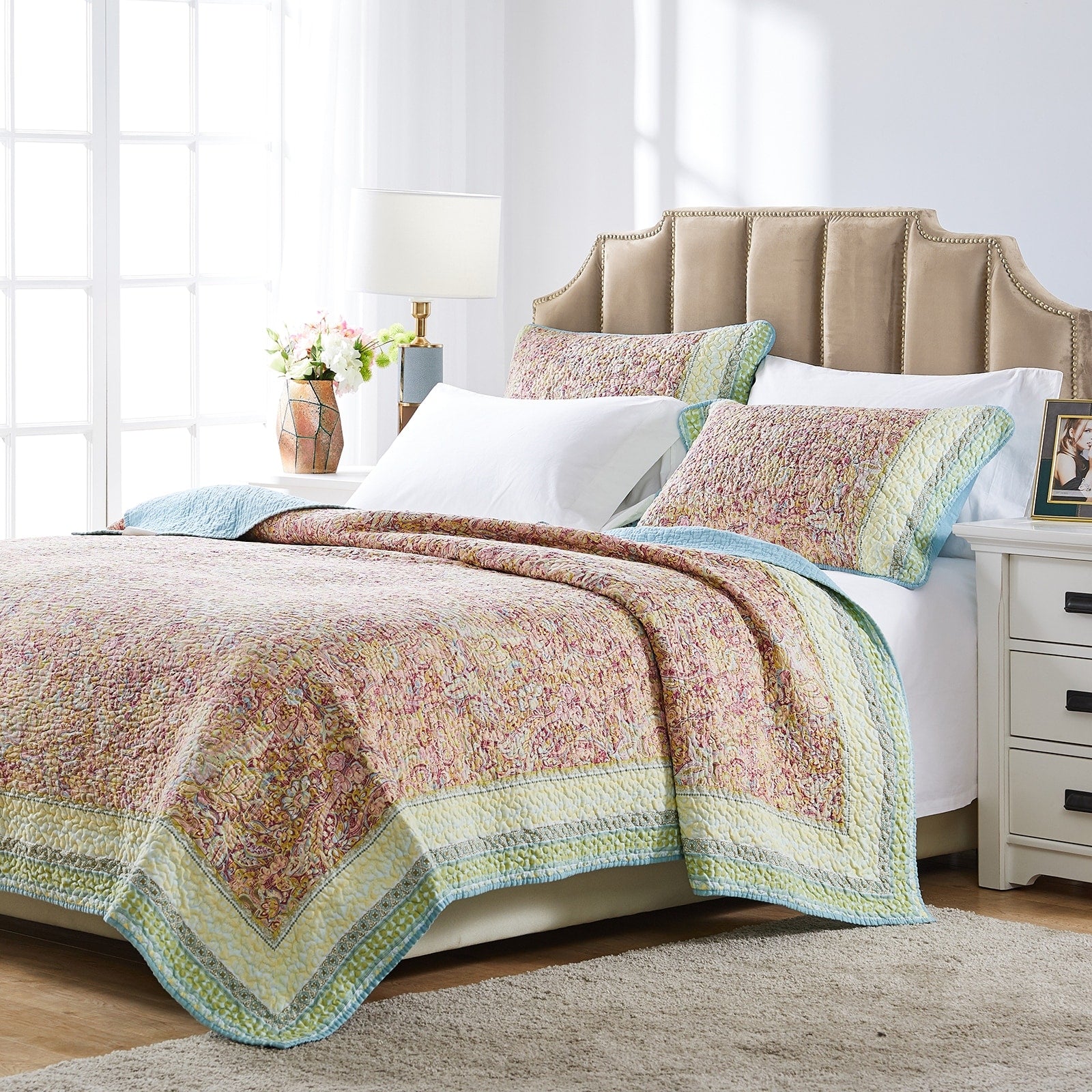 Barefoot Bungalow Palisades Pastel 3 Piece Quilt Set
