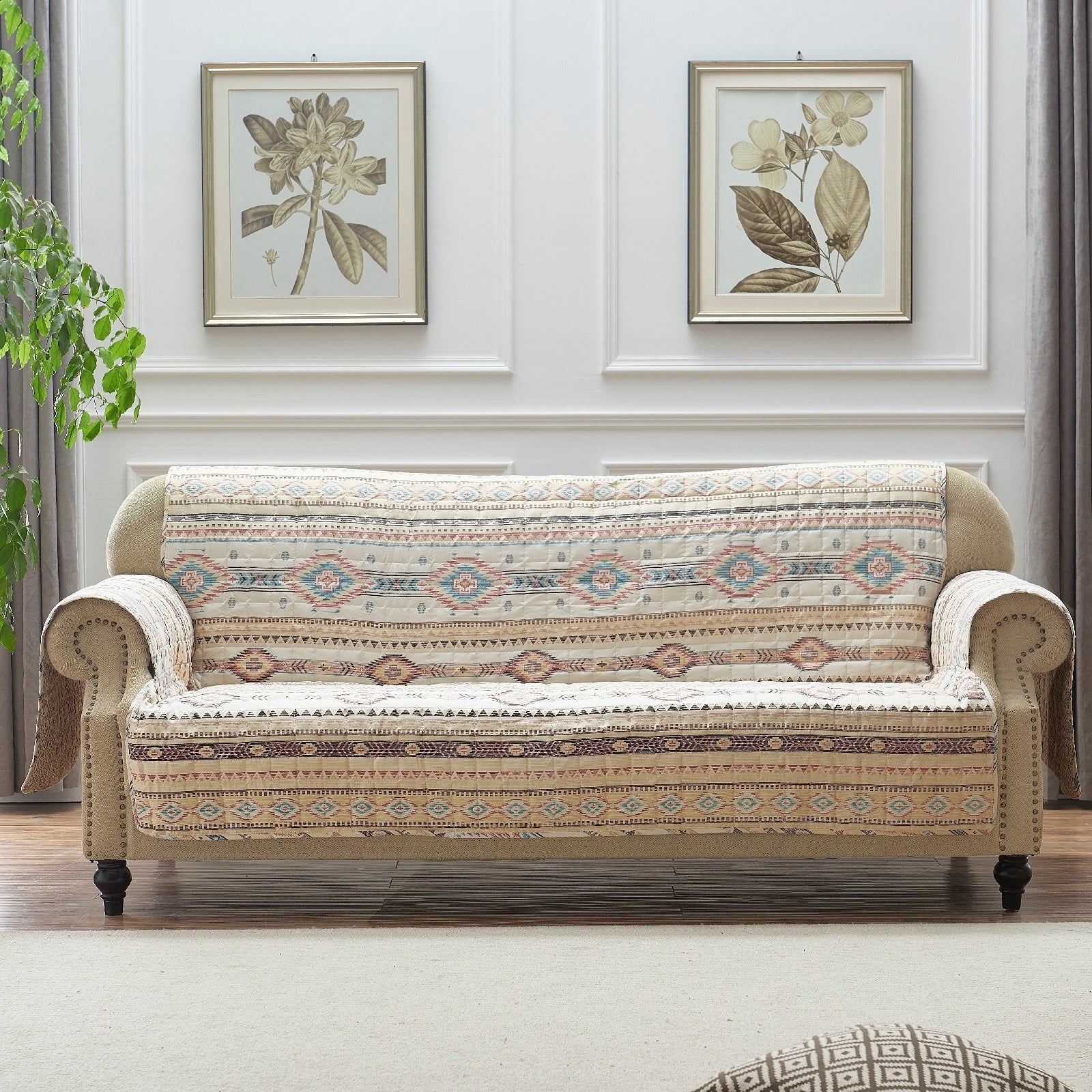 The Curated Nomad San Carlos Tan Reversible Sofa Couch Protector