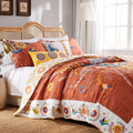 Topanga Bohemian Floral Orange Quilt Set