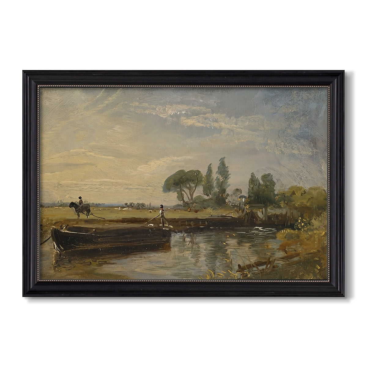 Barge Below Flatford Lock C 1810 John Constable Custom Framed Canvas