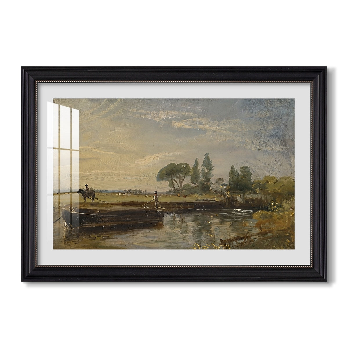 Barge Below Flatford Lock C 1810 John Constable Custom Framed Print