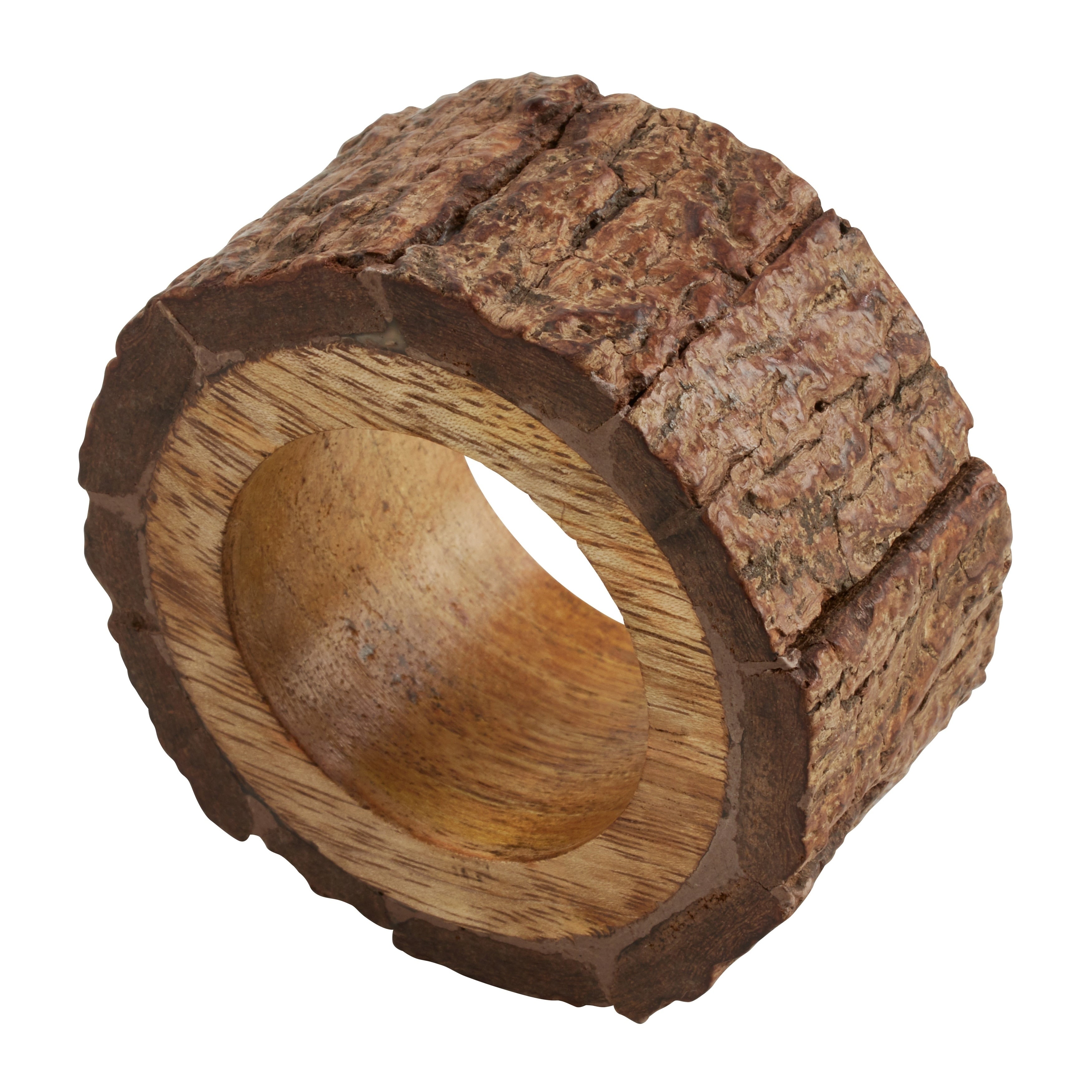 Bark Design Wooden Napkin Rings Set Of 4