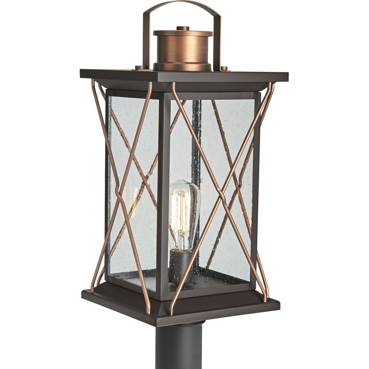 Barlowe Collection Antique Bronze One Light Post Lantern 19.3 X 12.4 X 12.4