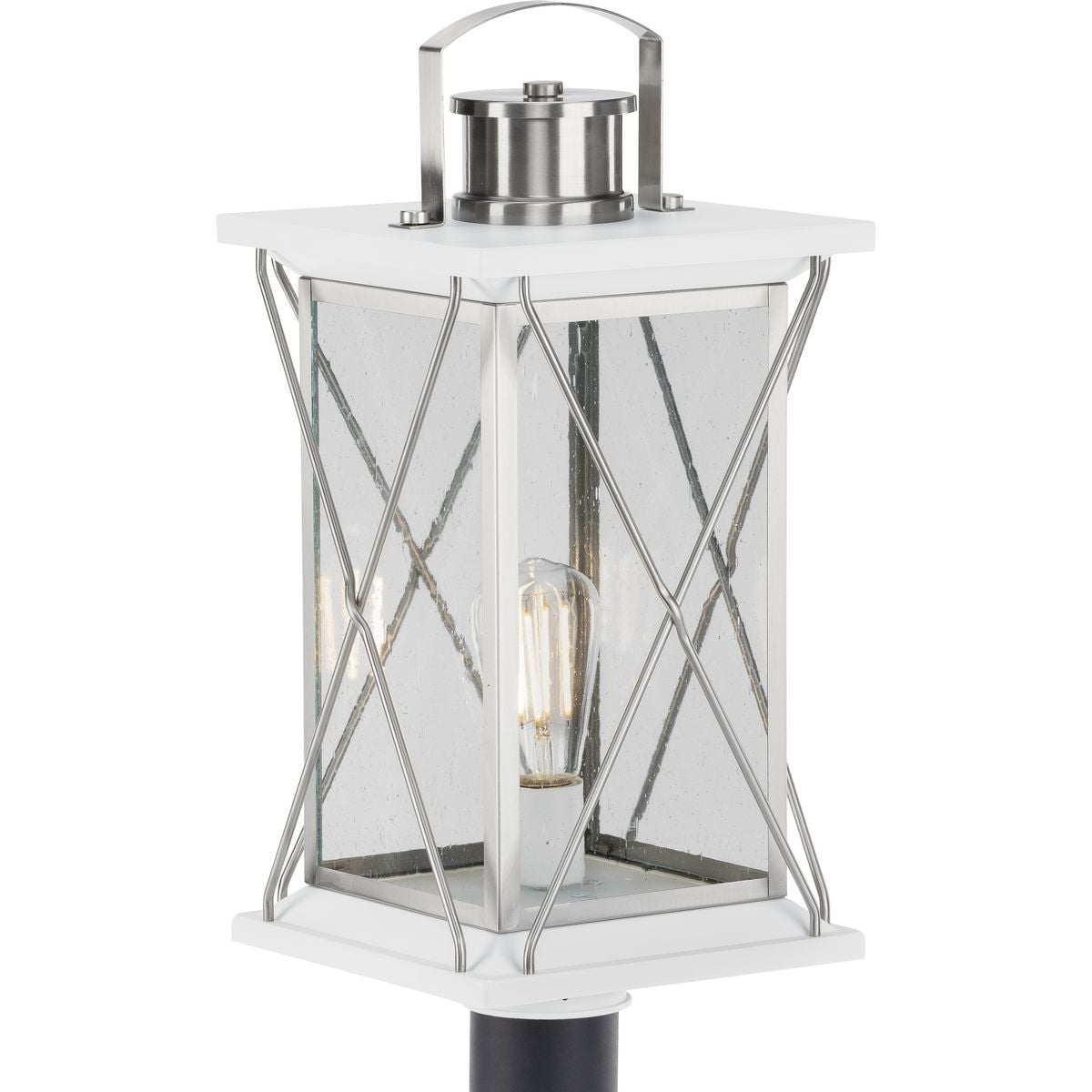 Barlowe Collection Stainless Steel One Light Post Lantern 19.3 X 12.4 X 12.4