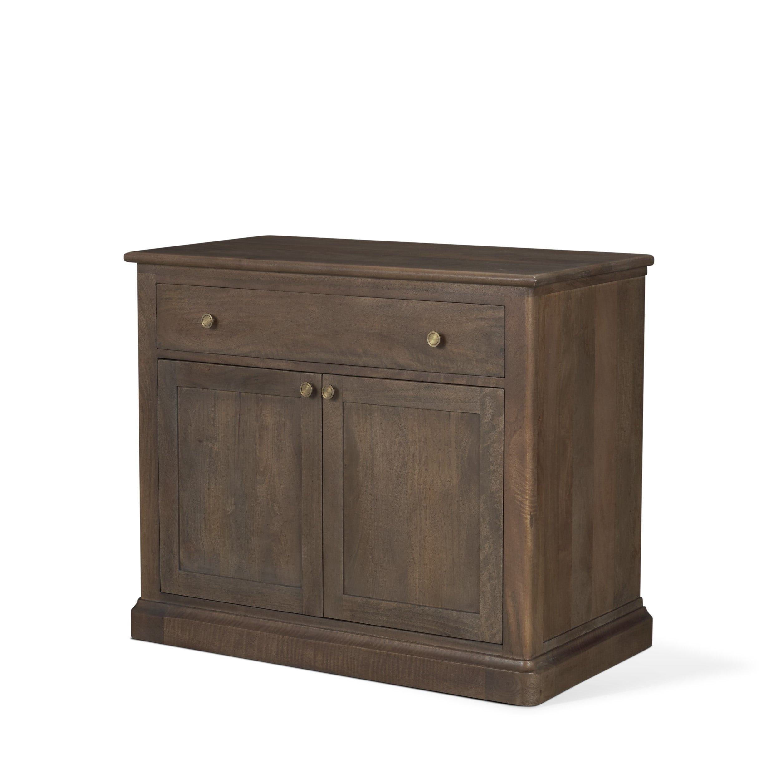 Baron Light Dark Brown Solid Wood W Antique Knobs 2 Door Accent Cabinet