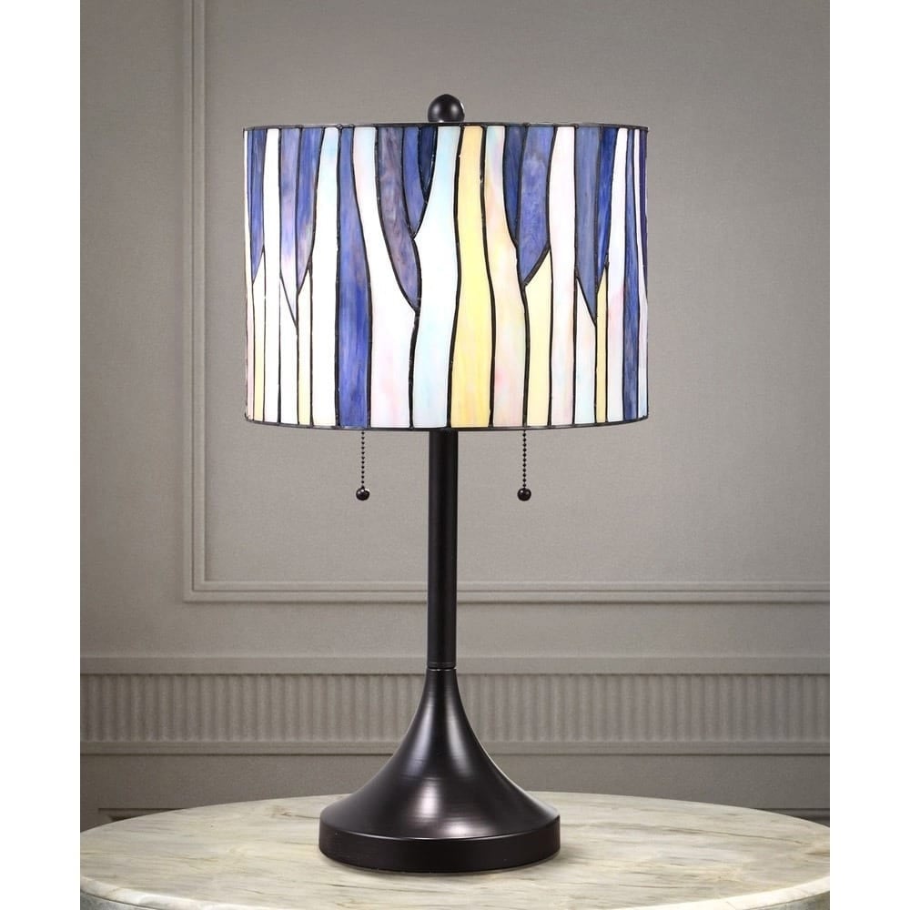 Barossa 25 Inch Tiffany Style Table Lamp Blue Purple