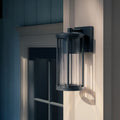 Barras 11.5 1 Light Outdoor Darksky Approved Wall Sconce With Clear Ribbed Glass In Black