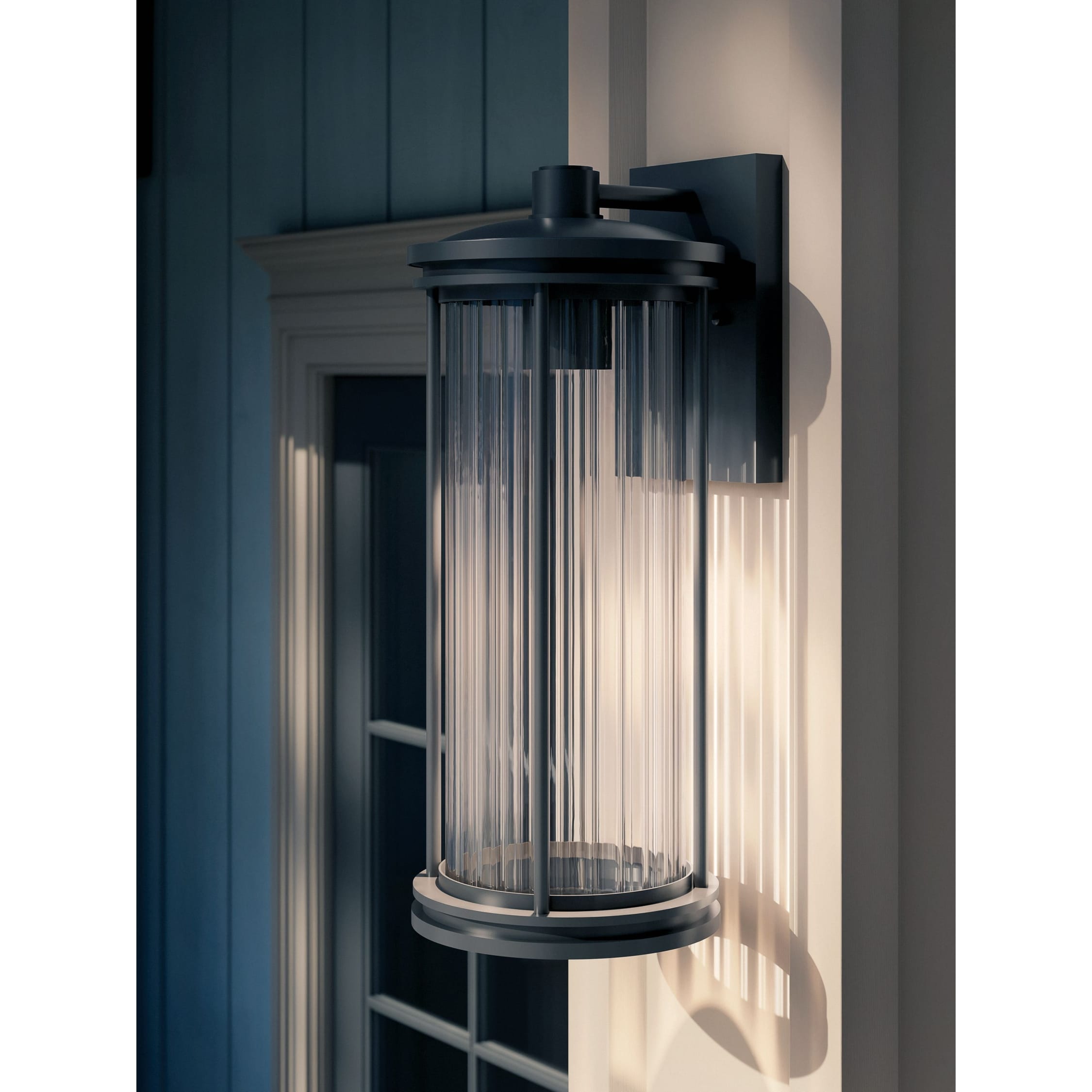 Barras 20.25 1 Light Outdoor Darksky Approved Wall Sconce With Clear Ribbed Glass In Black