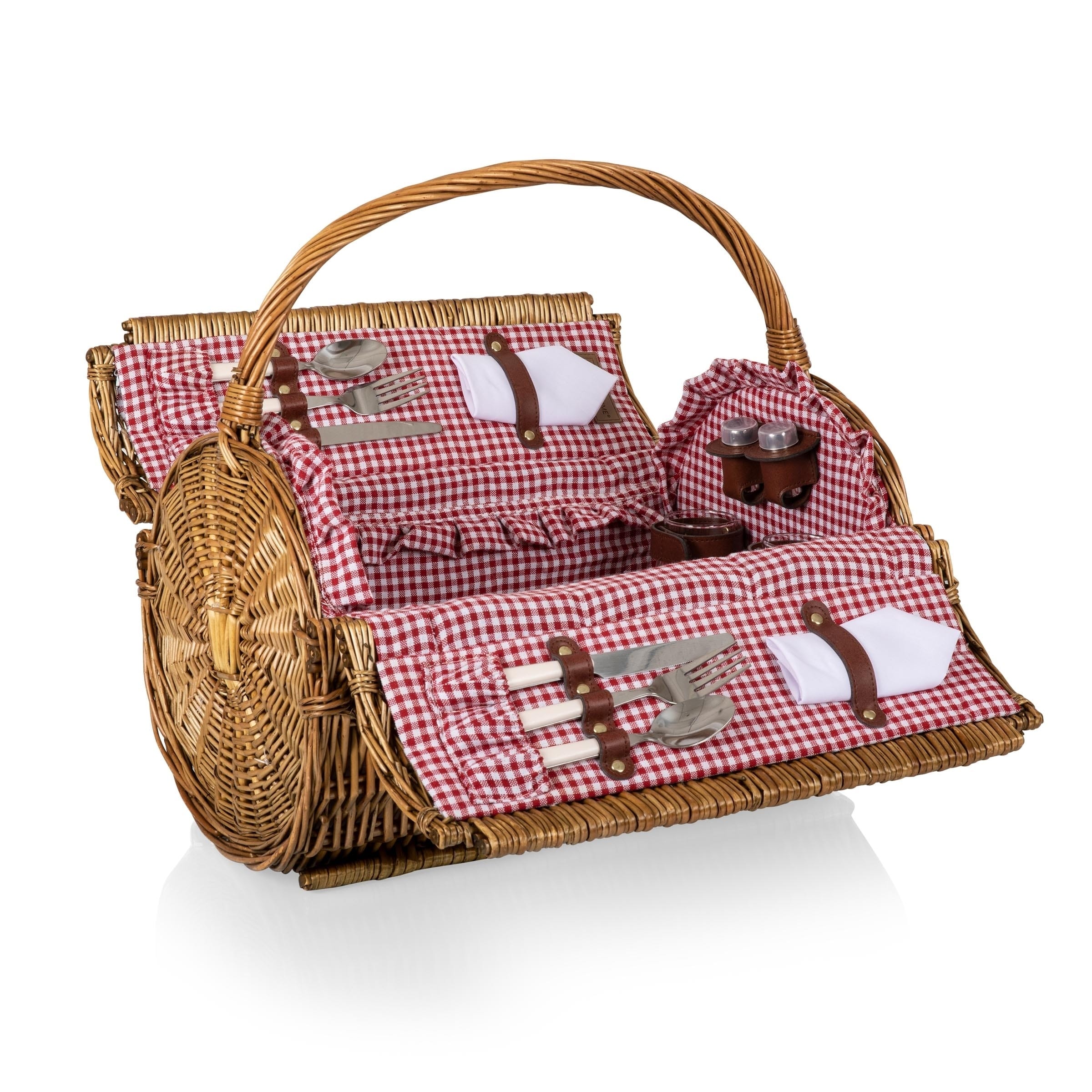Barrel Basket Red White Gingham Print