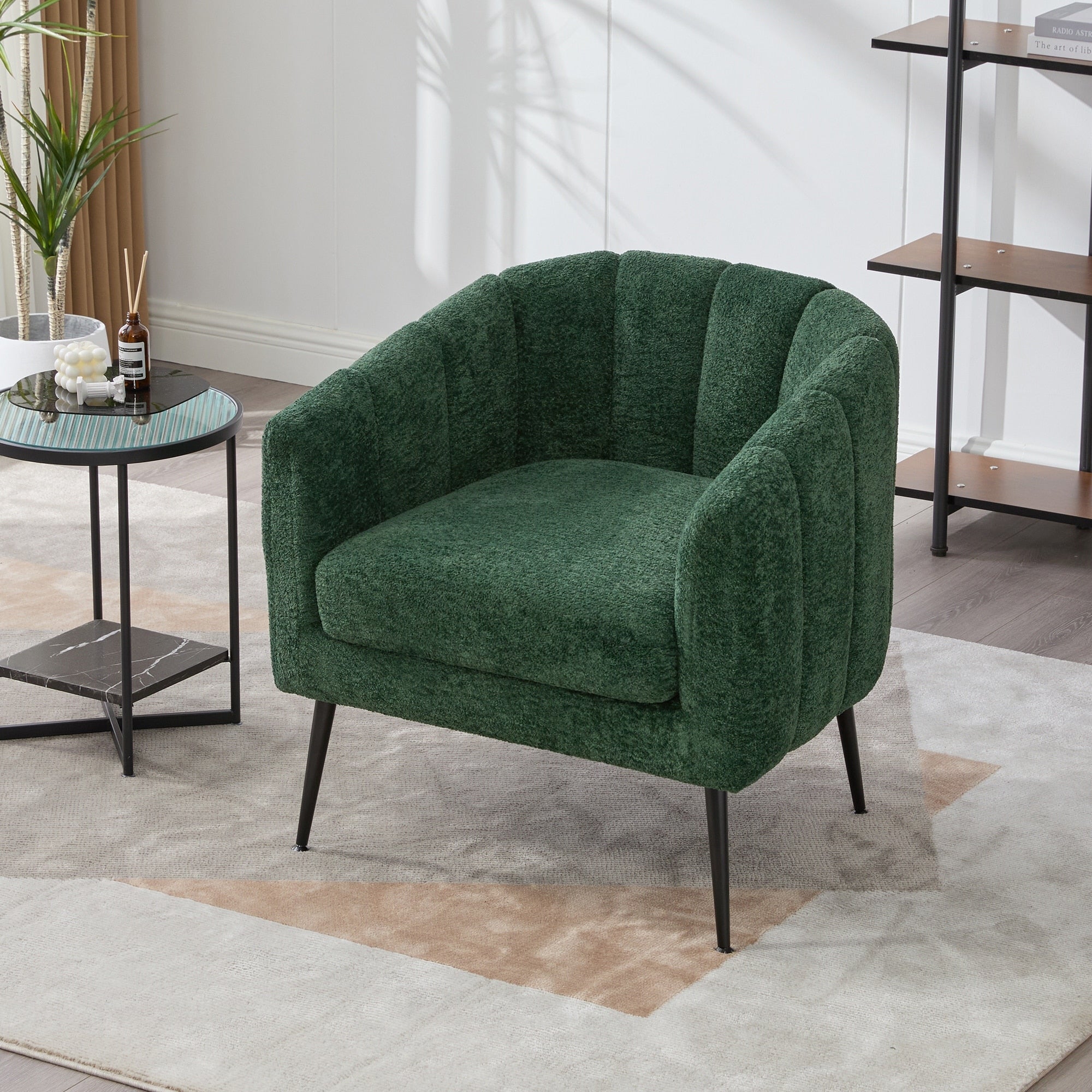 Barrel Chair Side Chair With Metal Legs Simple Reception Chair Club Chair Upholstered Chair Green Vanity Chair