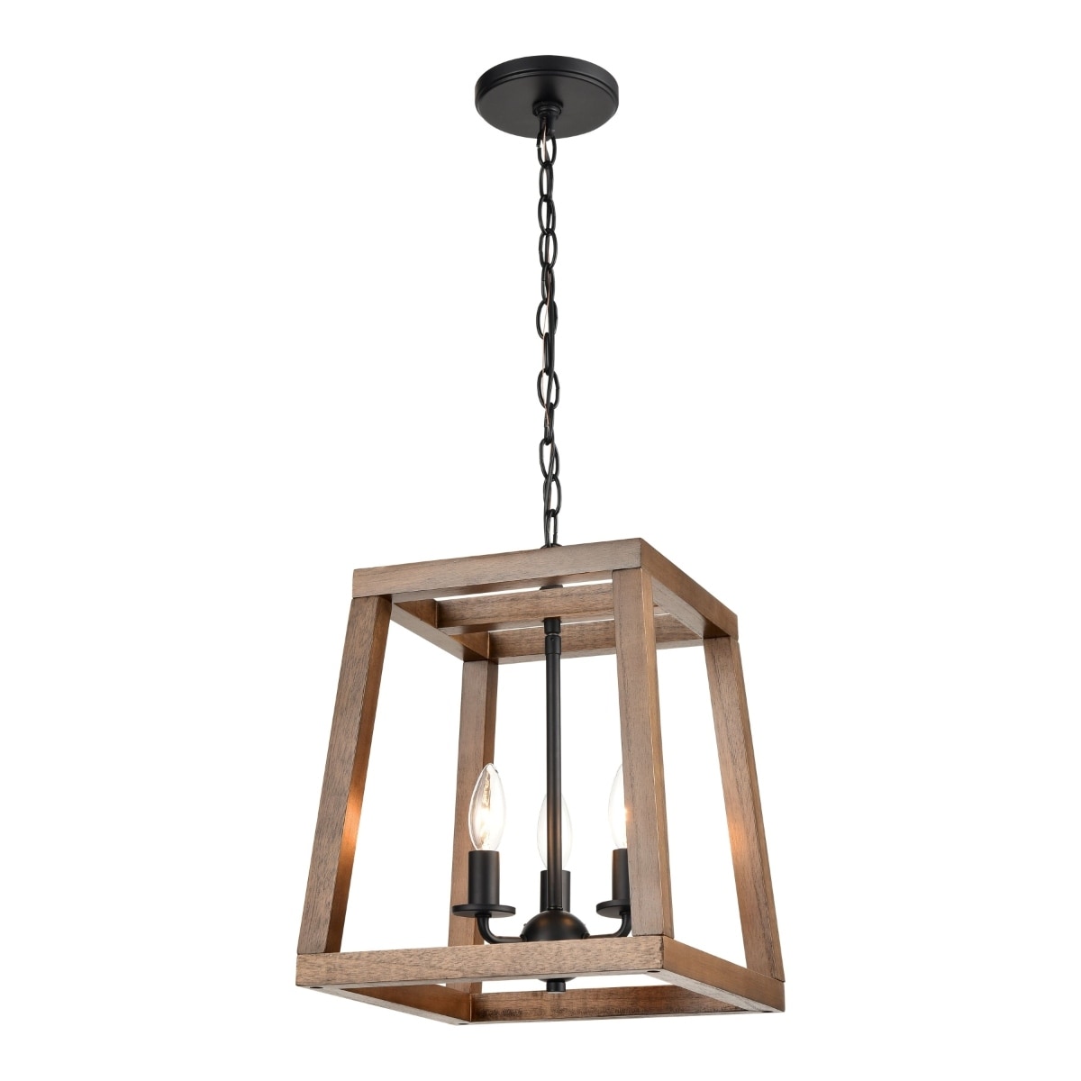 Barrow 12 Inch Wide 3 Light Chandelier In Matte Black With Rectangle Cage