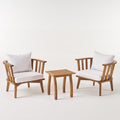 Barton Outdoor 2 Seater Acacia Wood Club Chairs And Side Table Set By Christopher Knight Home