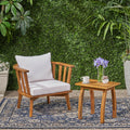 Barton Outdoor Acacia Wood Club Chair And Side Table Set By Christopher Knight Home